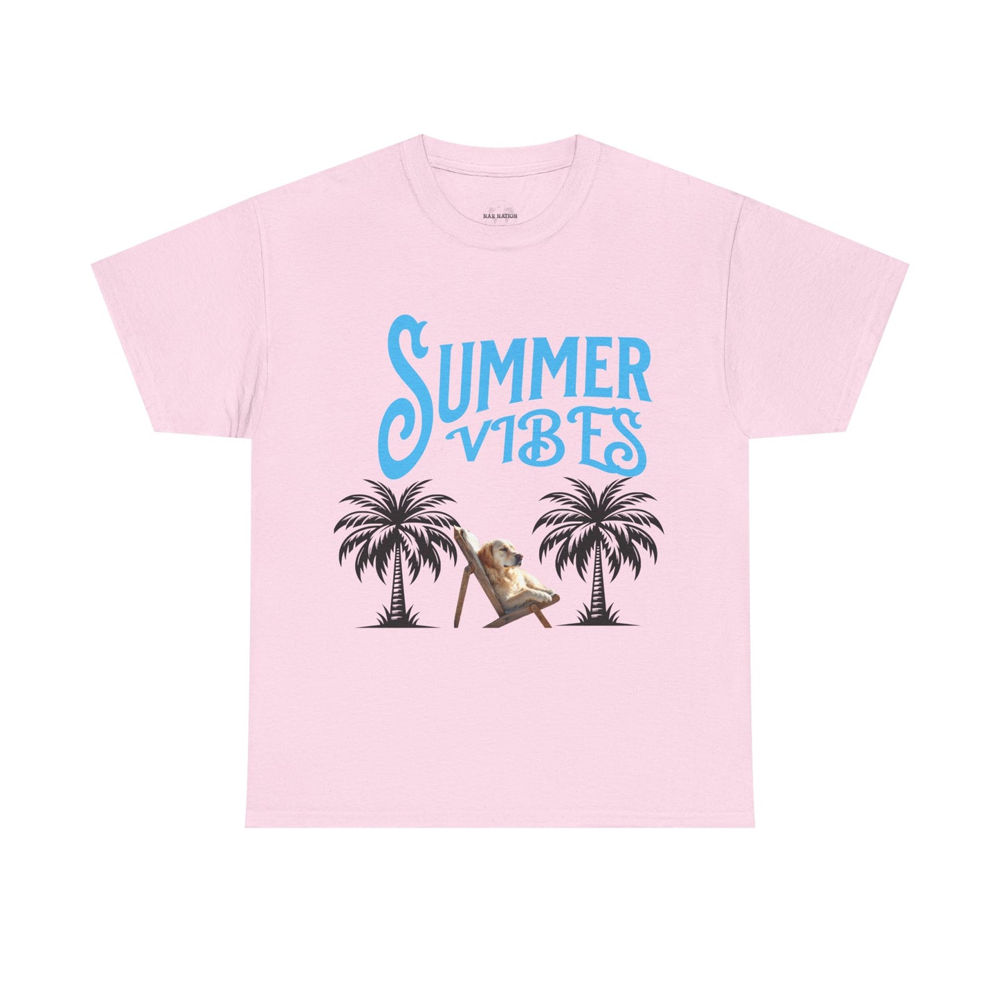 Dog lovers shirt Summer Vibes Unisex Heavy Cotton Tee, Relaxed Fit T-Shirt, Vacation Wear, Gift for Him/Her, Casual Summer Top