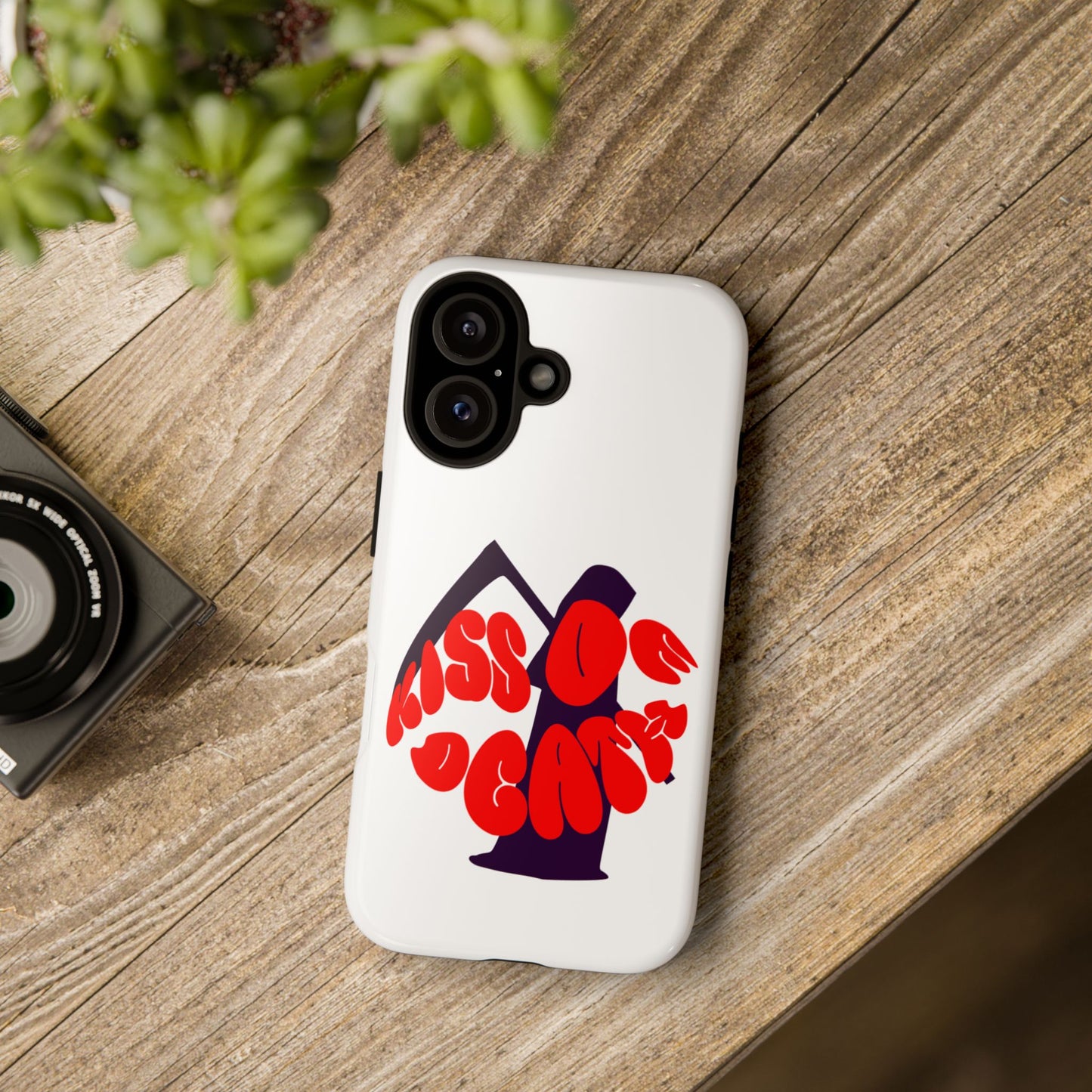 kiss Of Death iPhone Google Pixel Samsung Galaxy, cool design white phone case, iPhone phone Samsung galaxy Google pixel phone case