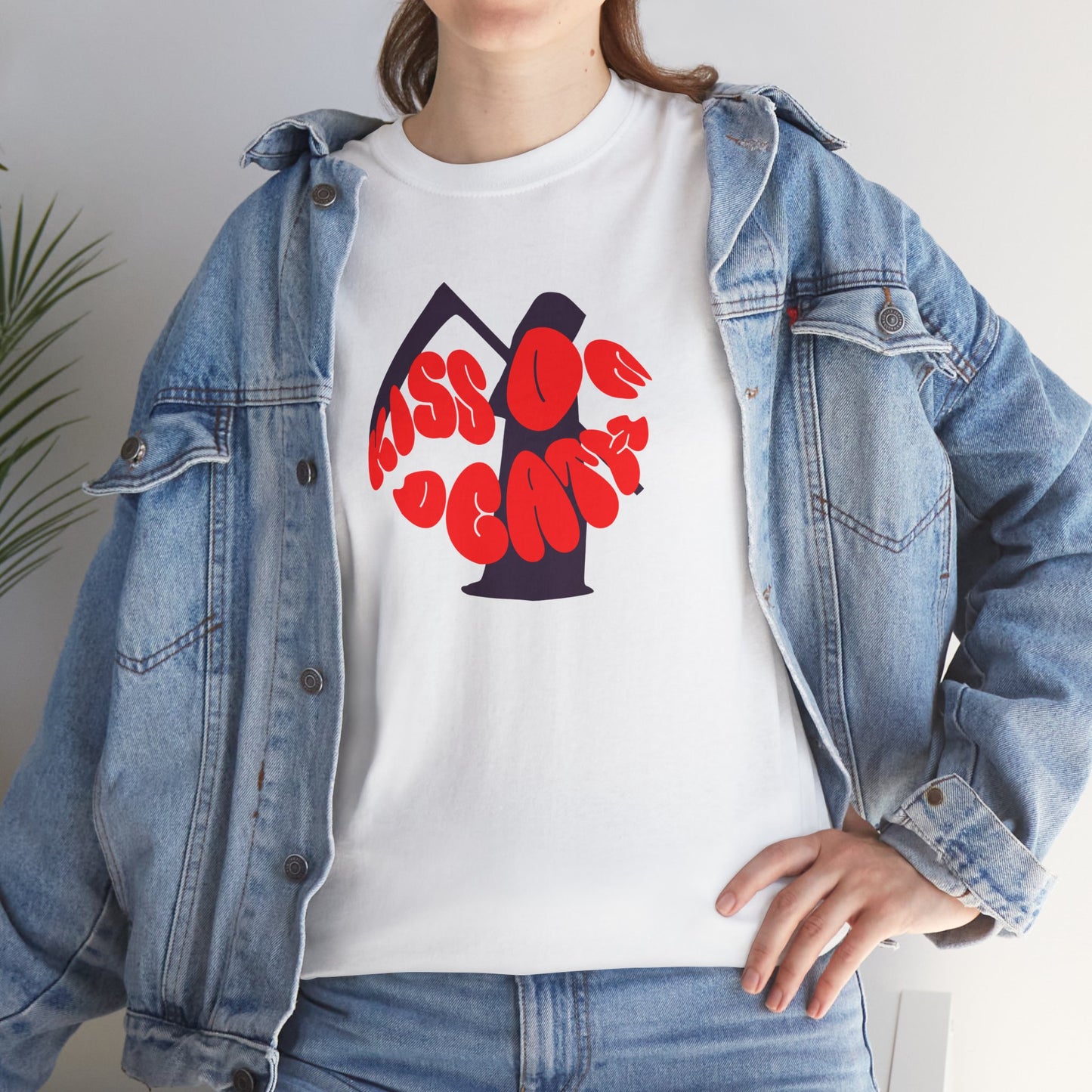 Kiss of Death Unisex Heavy Cotton Tee, Trendy Graphic T-Shirt, Casual Wear, Statement Shirt, Gothic Aesthetic, Unisex Apparel
