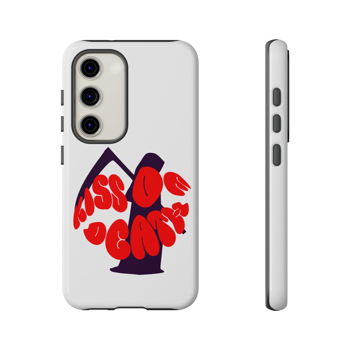 kiss Of Death iPhone Google Pixel Samsung Galaxy, cool design white phone case, iPhone phone Samsung galaxy Google pixel phone case