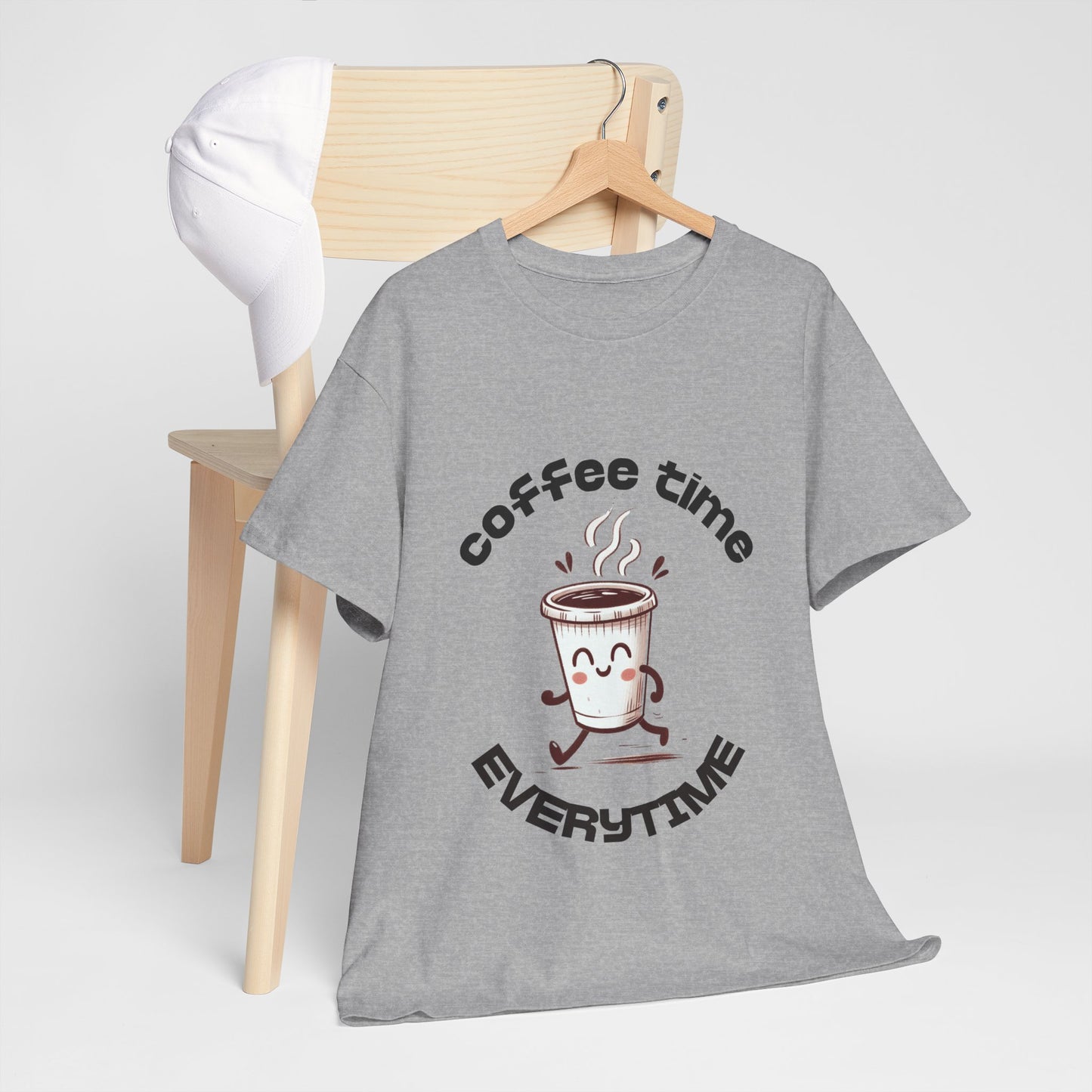 Coffee time anytime T-shirt, Unisex Cotton Shirt, Cute Coffee Lover Gift, Casual Outfit, Daily Reminder T-Shirt