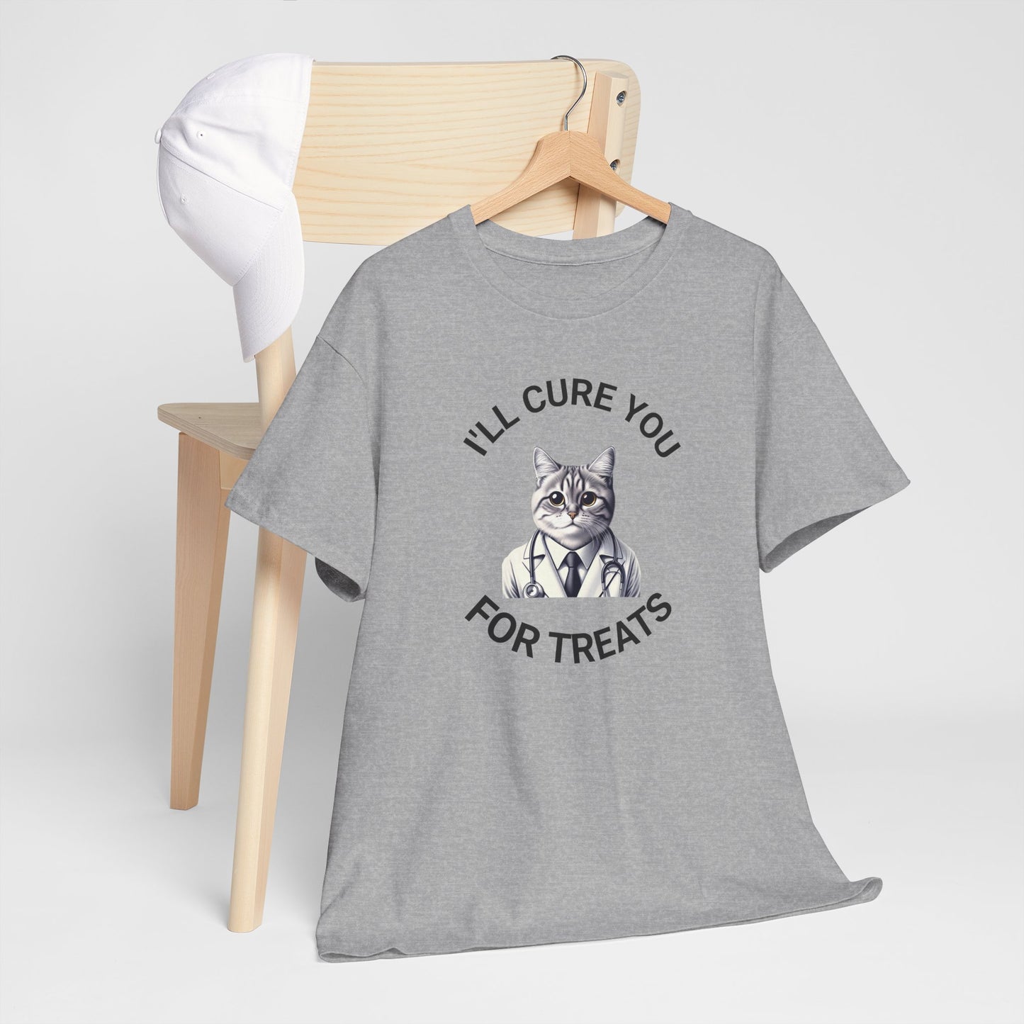 Cat Doctor Unisex Heavy Cotton Tee, Funny Cat Shirt for Pet Lovers, Gift for Vet Assistants, Casual Wear, Animal Lover's Tee