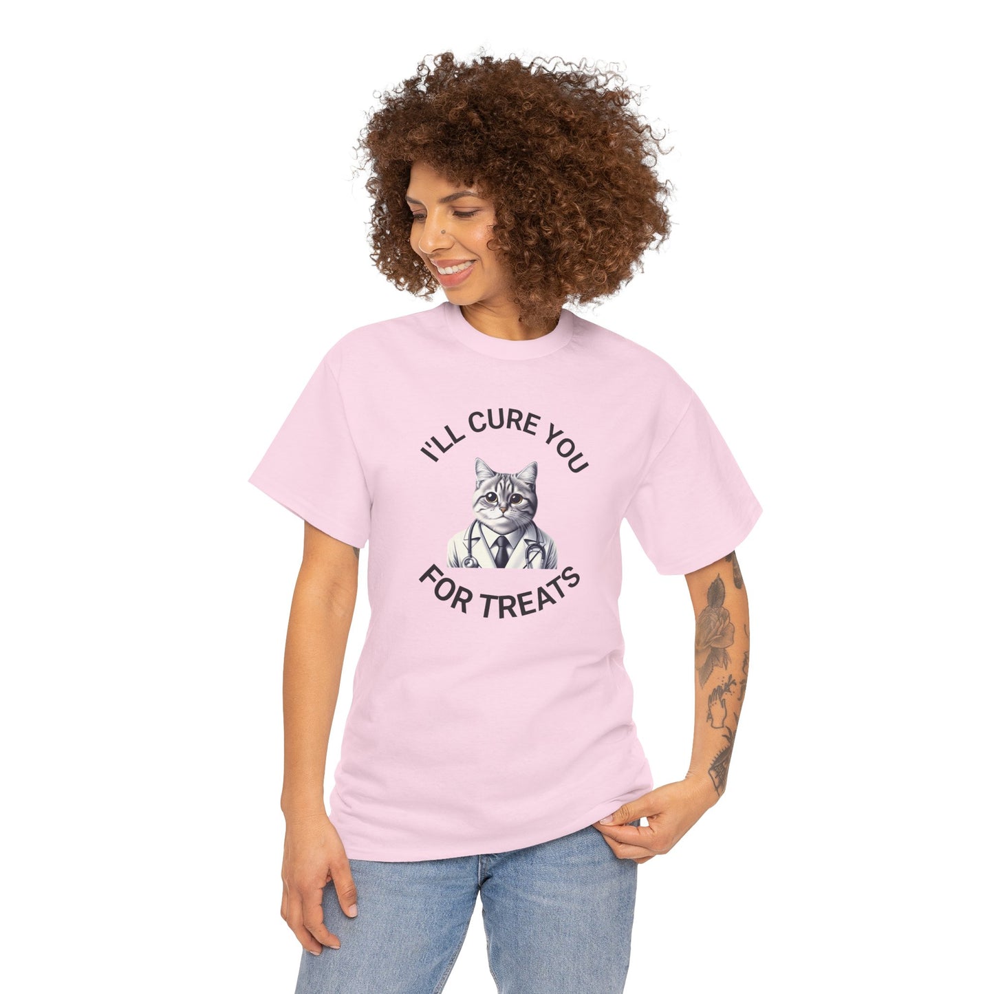 Cat Doctor Unisex Heavy Cotton Tee, Funny Cat Shirt for Pet Lovers, Gift for Vet Assistants, Casual Wear, Animal Lover's Tee