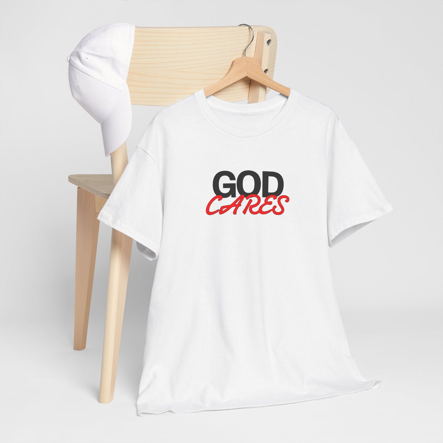 God Cares shirt Unisex Heavy Cotton Tee, Faith Shirt, Christian Apparel, Gift for Believers, Positive Message Tee