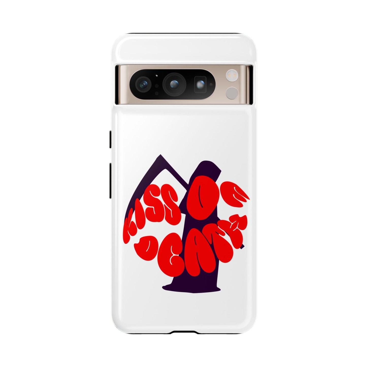 kiss Of Death iPhone Google Pixel Samsung Galaxy, cool design white phone case, iPhone phone Samsung galaxy Google pixel phone case