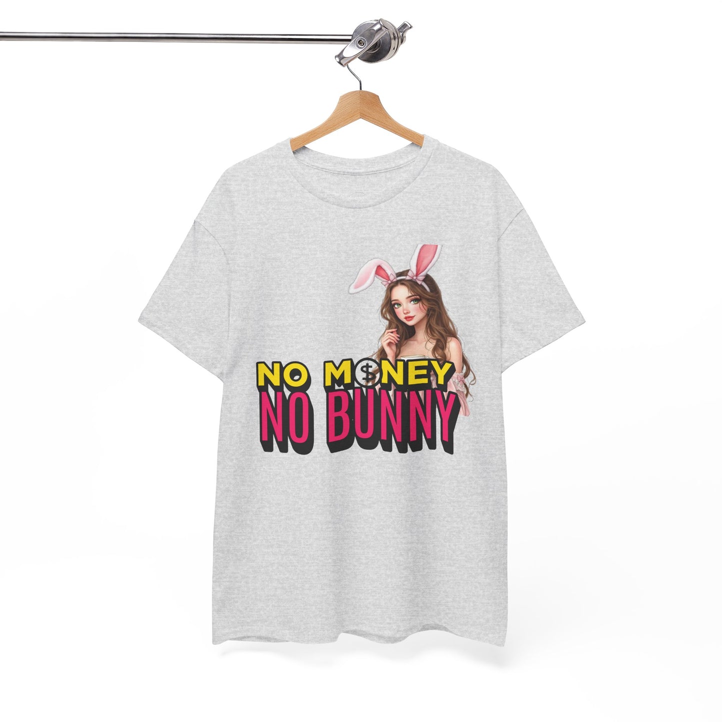 Unisex Heavy Cotton Tee: No Money No Bunny Tee, Funny Shirt for Easter, Casual Wear, Gift for Friends, Spring Celebration Top