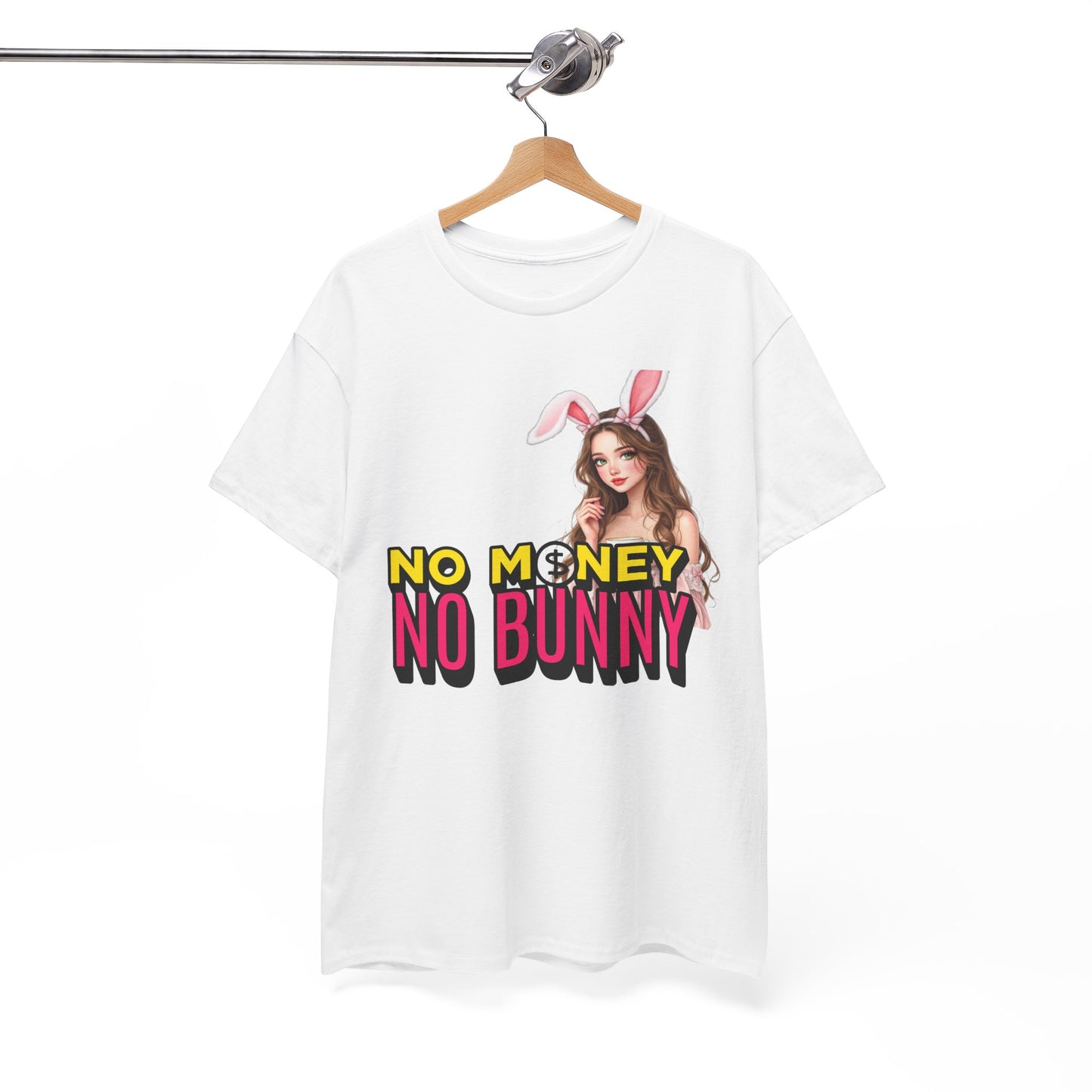 Unisex Heavy Cotton Tee: No Money No Bunny Tee, Funny Shirt for Easter, Casual Wear, Gift for Friends, Spring Celebration Top