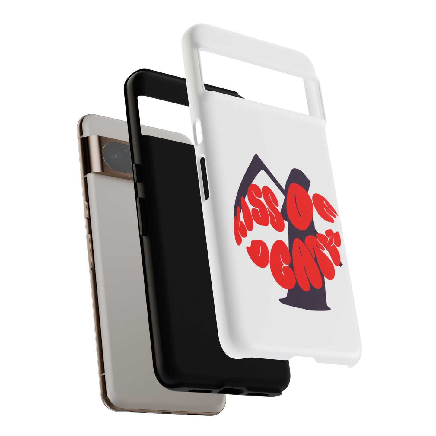 kiss Of Death iPhone Google Pixel Samsung Galaxy, cool design white phone case, iPhone phone Samsung galaxy Google pixel phone case