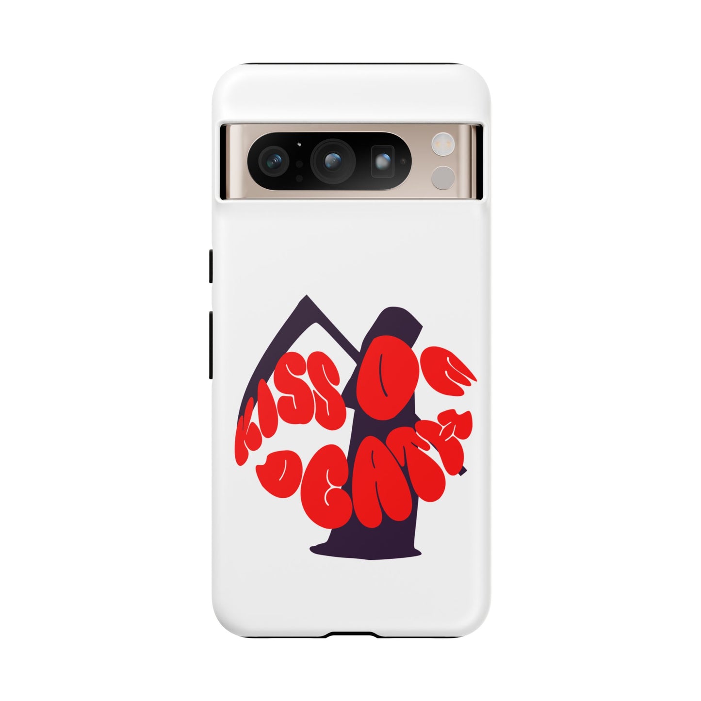 kiss Of Death iPhone Google Pixel Samsung Galaxy, cool design white phone case, iPhone phone Samsung galaxy Google pixel phone case
