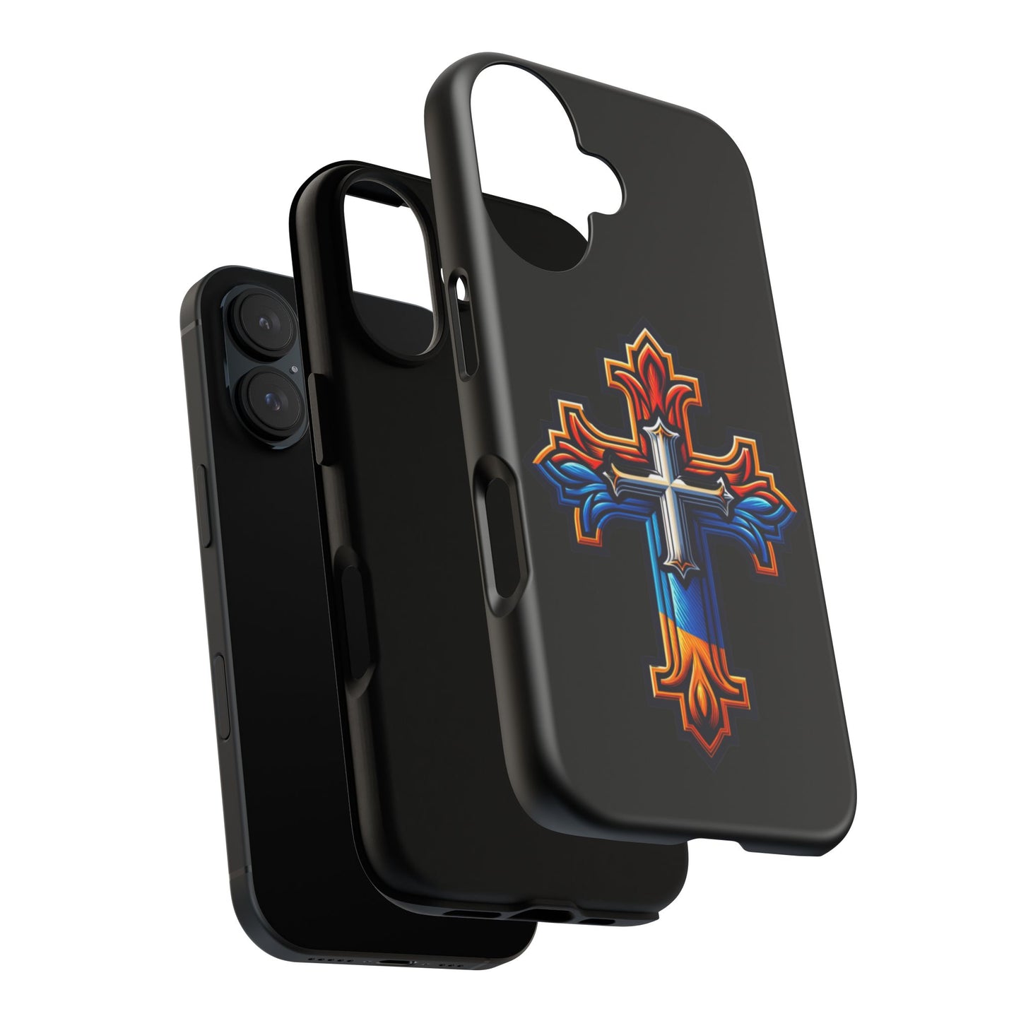 iPhone 16 iPhone 16 Pro iPhone 16 Pro Max iPhone 15 iPhone 15 Pro iPhone 15 Pro Max Armenian Cross phone case black, Christian phone case