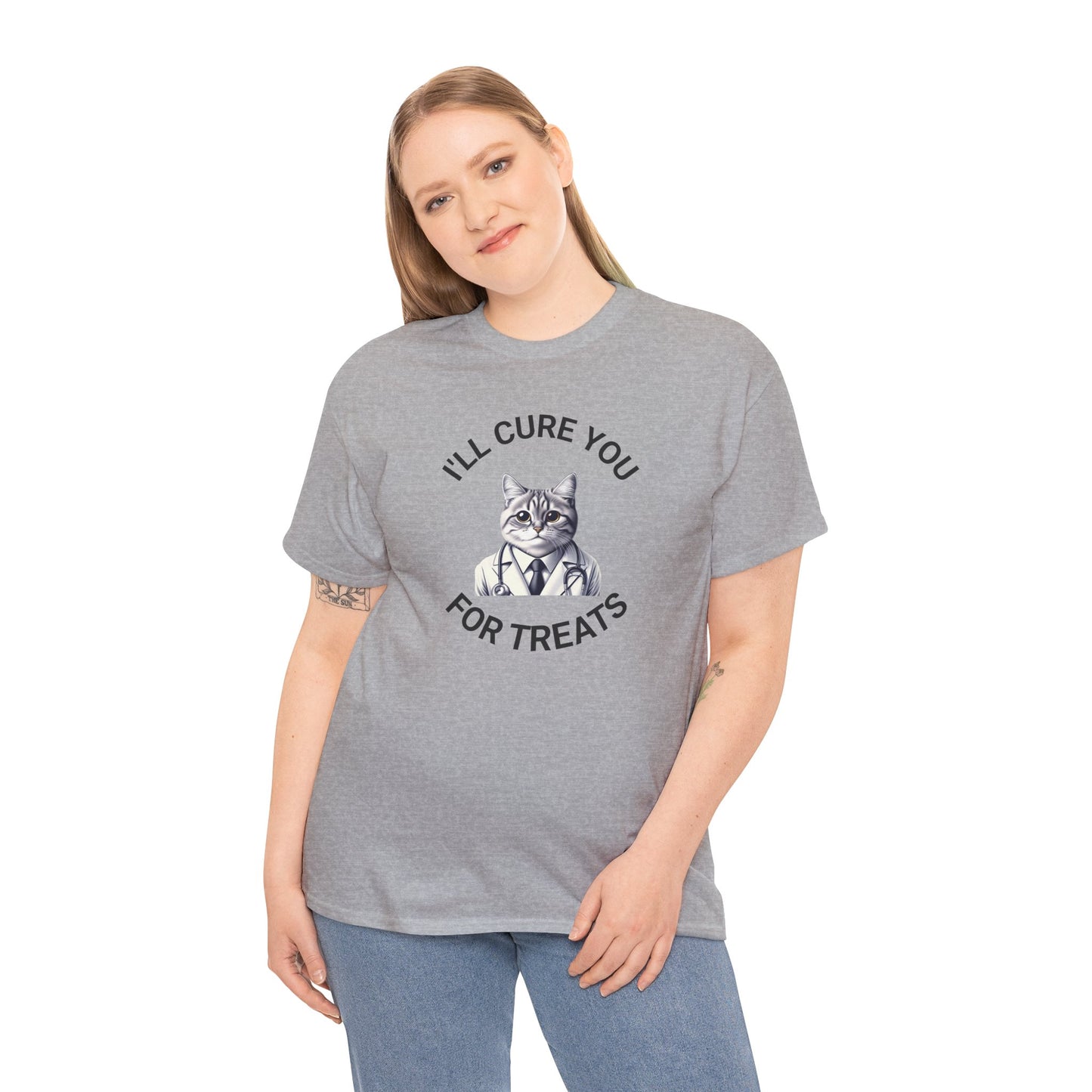 Cat Doctor Unisex Heavy Cotton Tee, Funny Cat Shirt for Pet Lovers, Gift for Vet Assistants, Casual Wear, Animal Lover's Tee