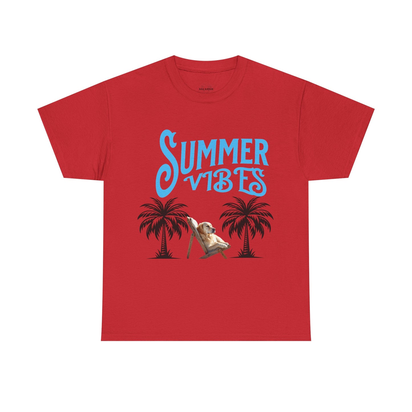 Dog lovers shirt Summer Vibes Unisex Heavy Cotton Tee, Relaxed Fit T-Shirt, Vacation Wear, Gift for Him/Her, Casual Summer Top