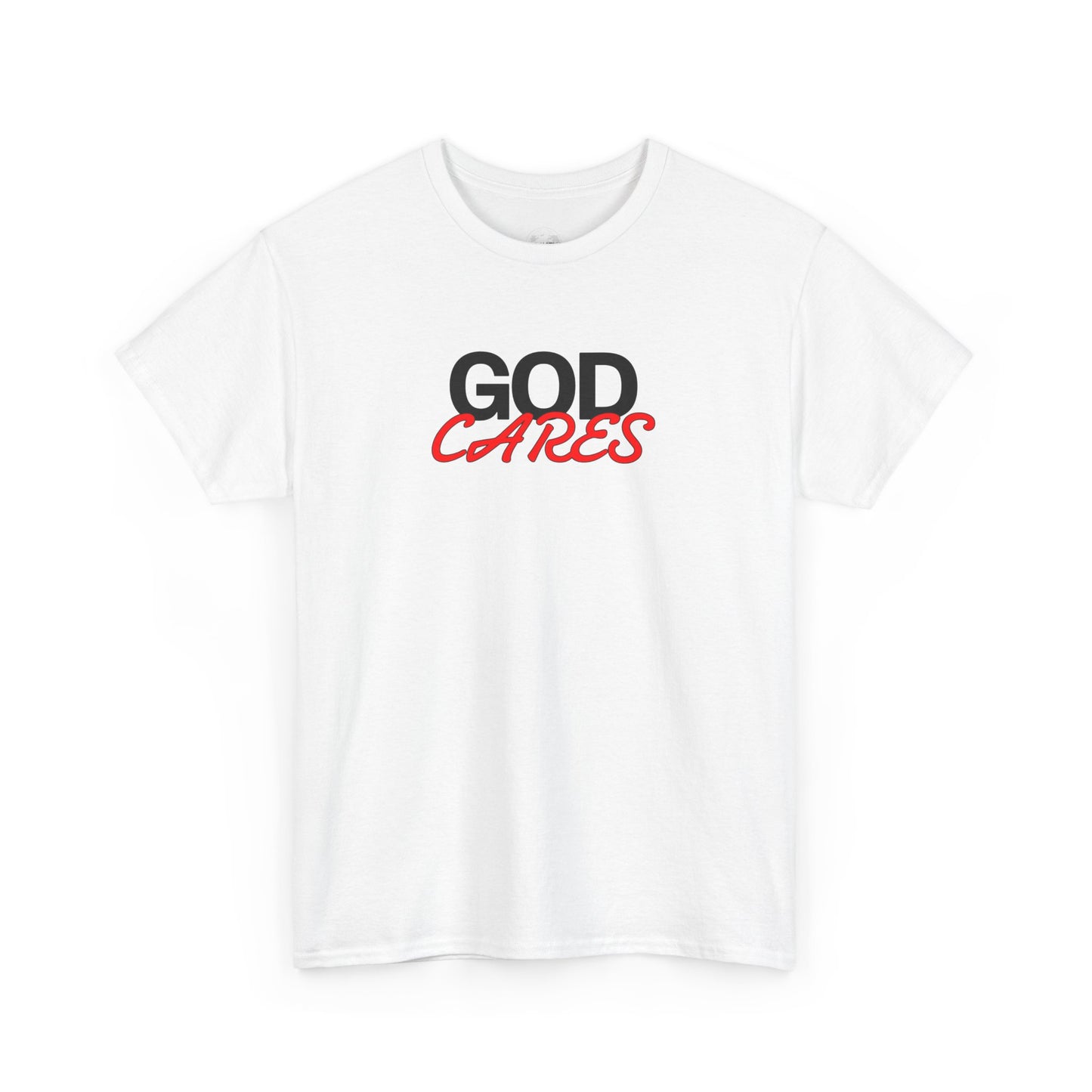 God Cares shirt Unisex Heavy Cotton Tee, Faith Shirt, Christian Apparel, Gift for Believers, Positive Message Tee