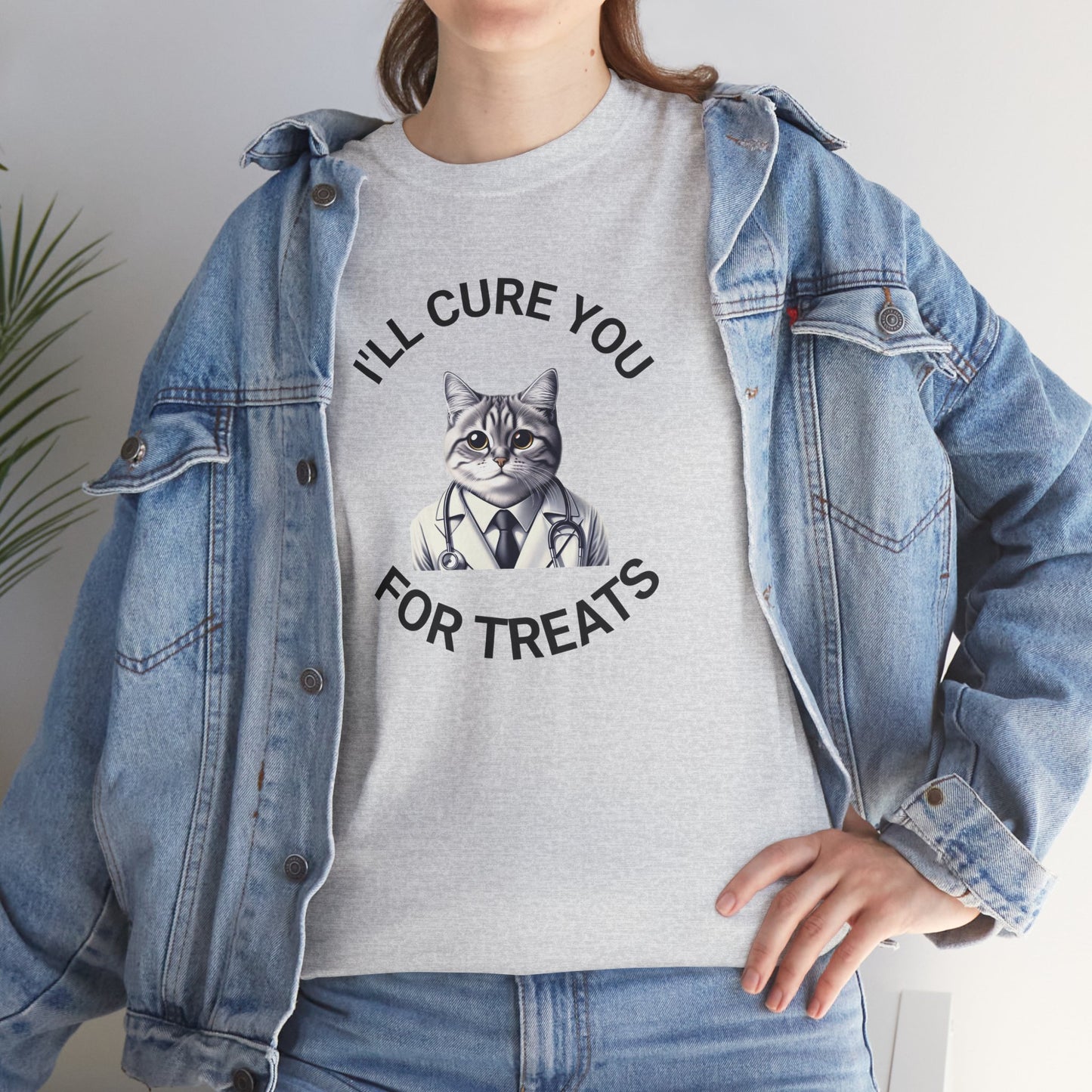 Cat Doctor Unisex Heavy Cotton Tee, Funny Cat Shirt for Pet Lovers, Gift for Vet Assistants, Casual Wear, Animal Lover's Tee