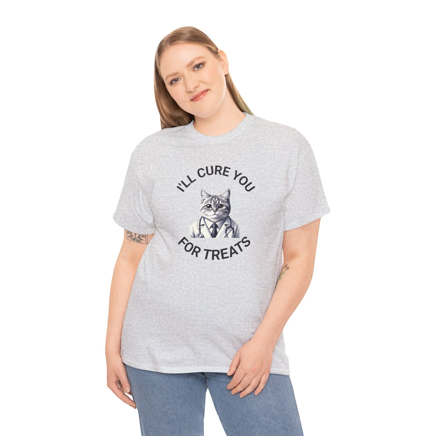 Cat Doctor Unisex Heavy Cotton Tee, Funny Cat Shirt for Pet Lovers, Gift for Vet Assistants, Casual Wear, Animal Lover's Tee