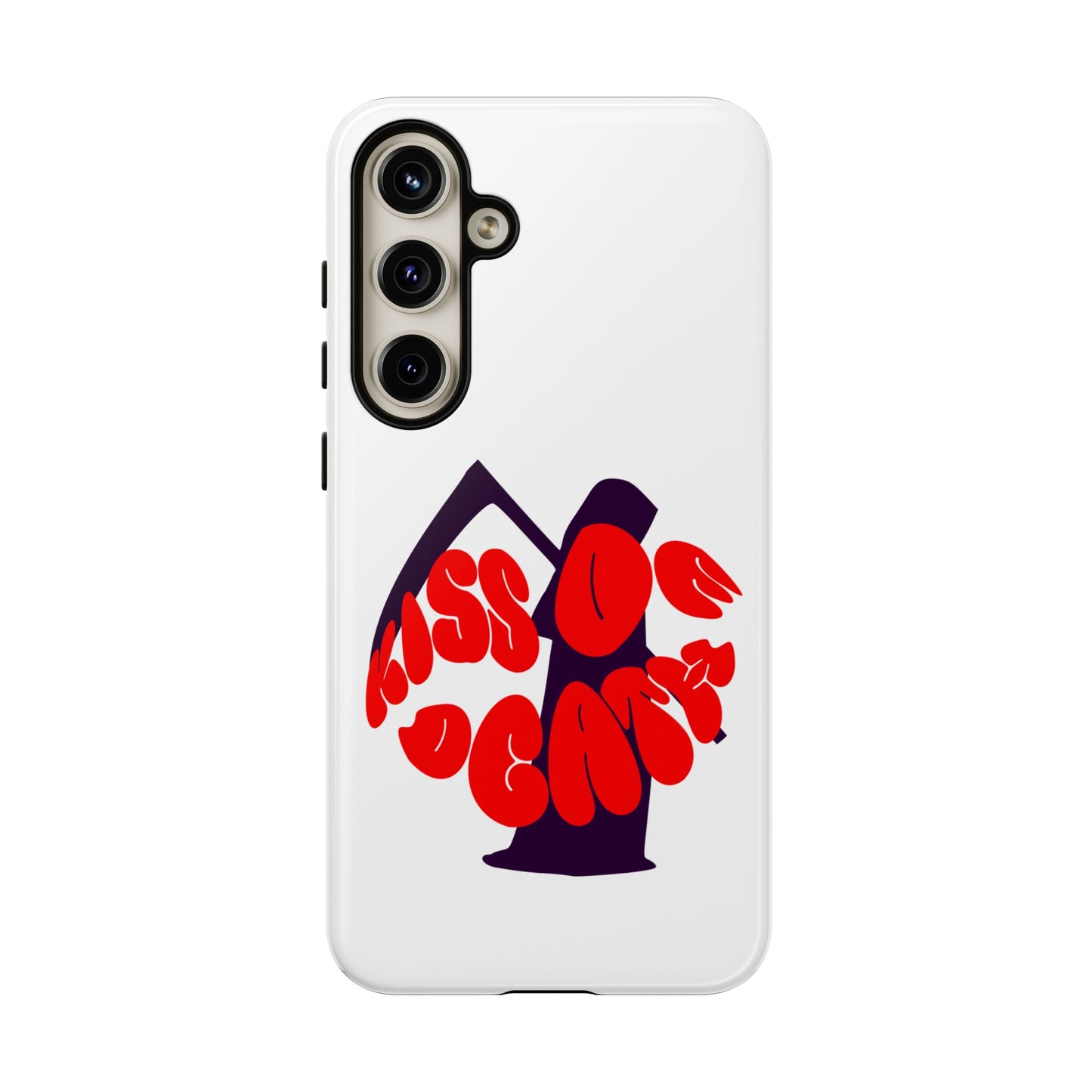 kiss Of Death iPhone Google Pixel Samsung Galaxy, cool design white phone case, iPhone phone Samsung galaxy Google pixel phone case