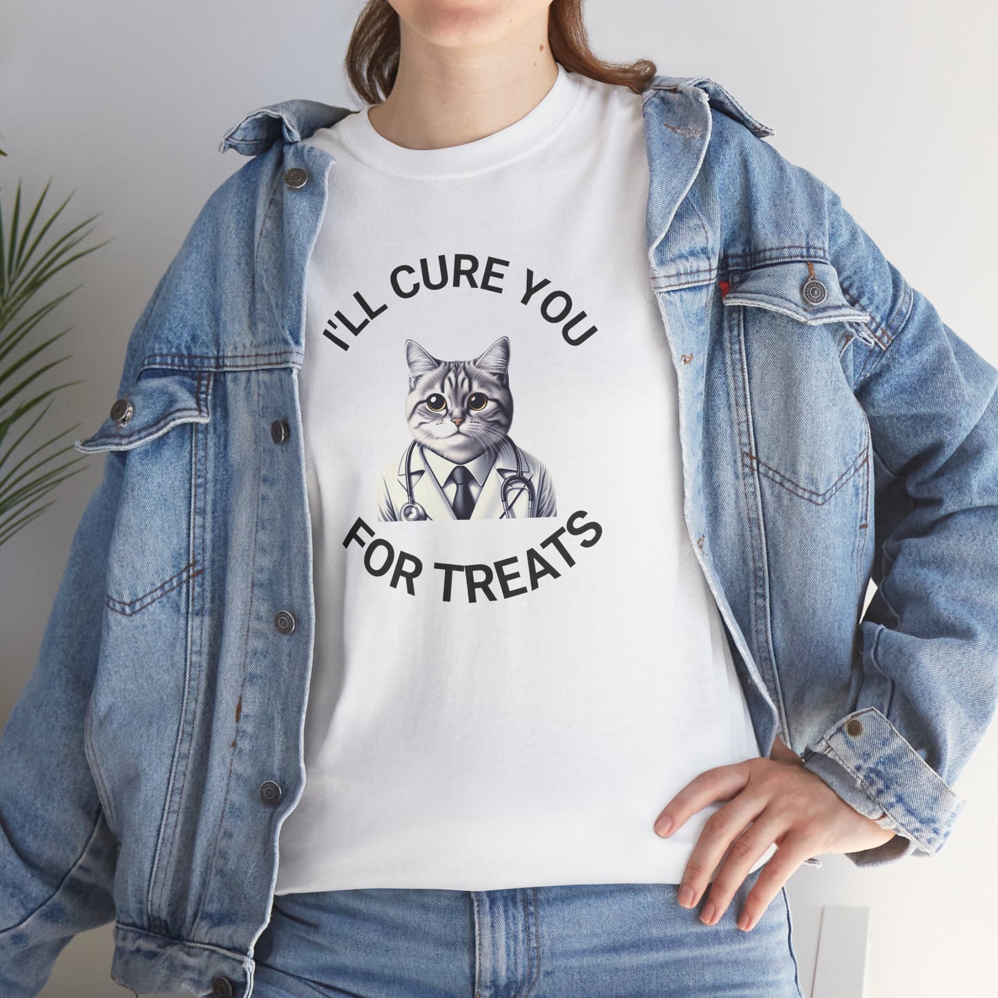 Cat Doctor Unisex Heavy Cotton Tee, Funny Cat Shirt for Pet Lovers, Gift for Vet Assistants, Casual Wear, Animal Lover's Tee