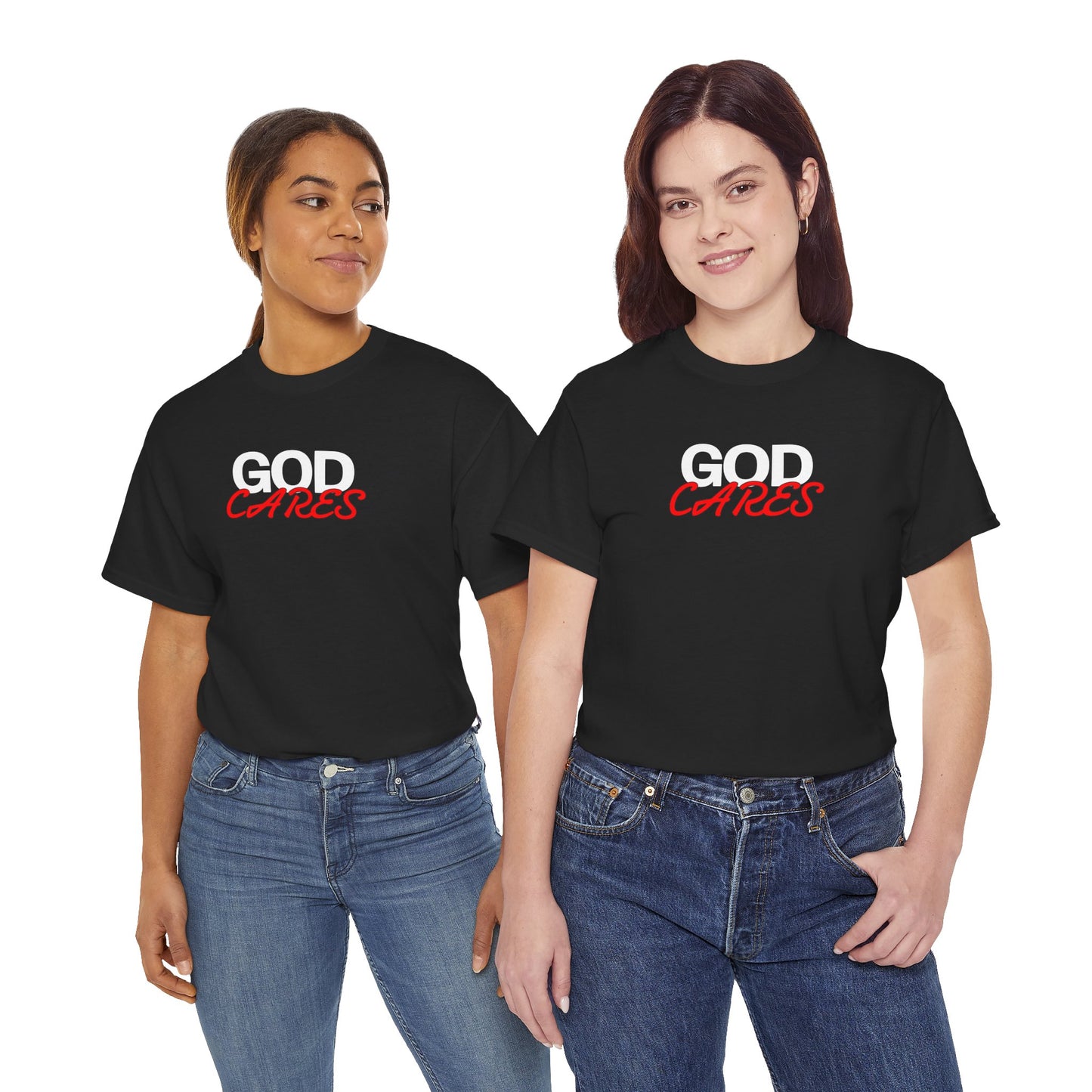 God Cares shirt Unisex Heavy Cotton Tee, Faith Shirt, Christian Apparel, Gift for Believers, Positive Message Tee