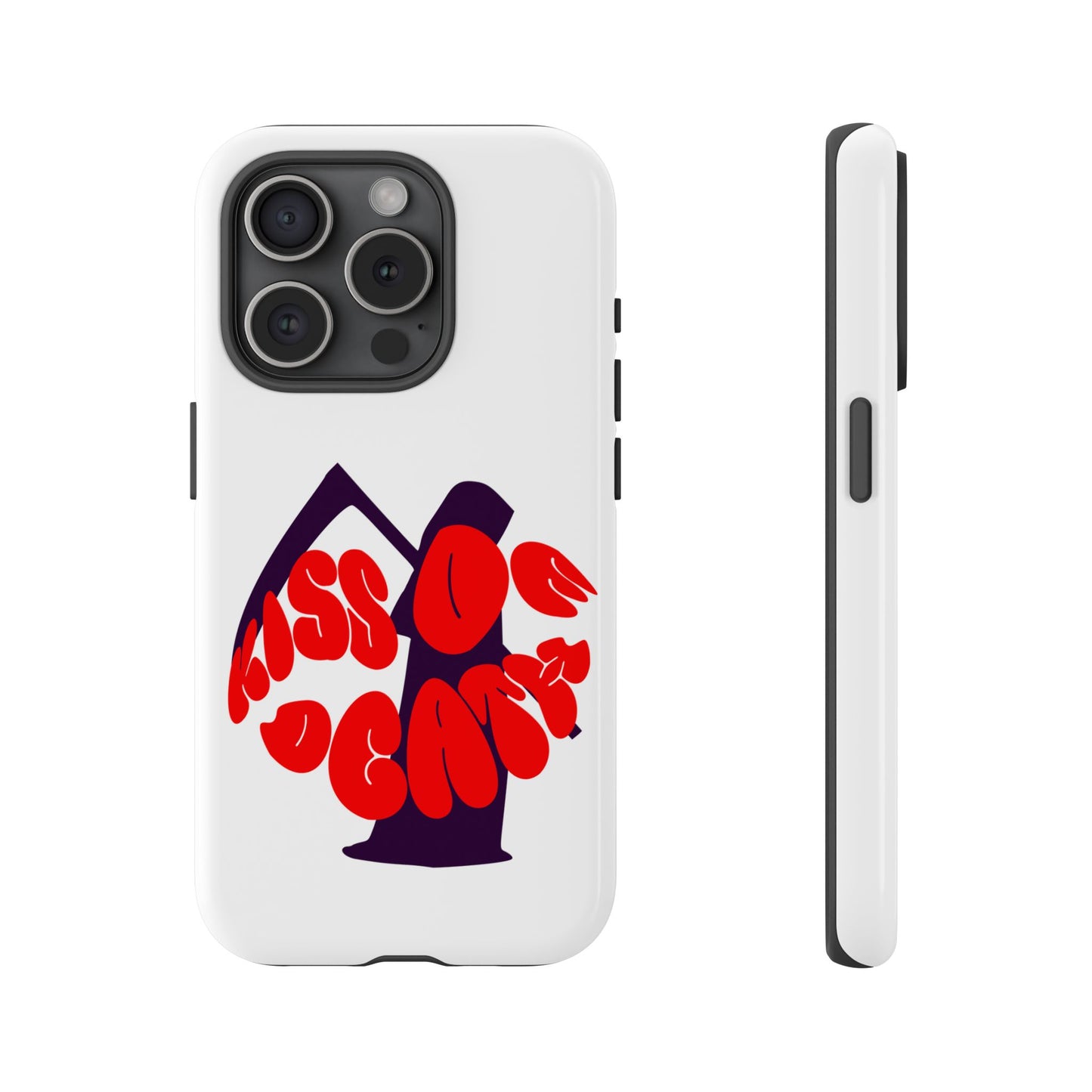 kiss Of Death iPhone Google Pixel Samsung Galaxy, cool design white phone case, iPhone phone Samsung galaxy Google pixel phone case