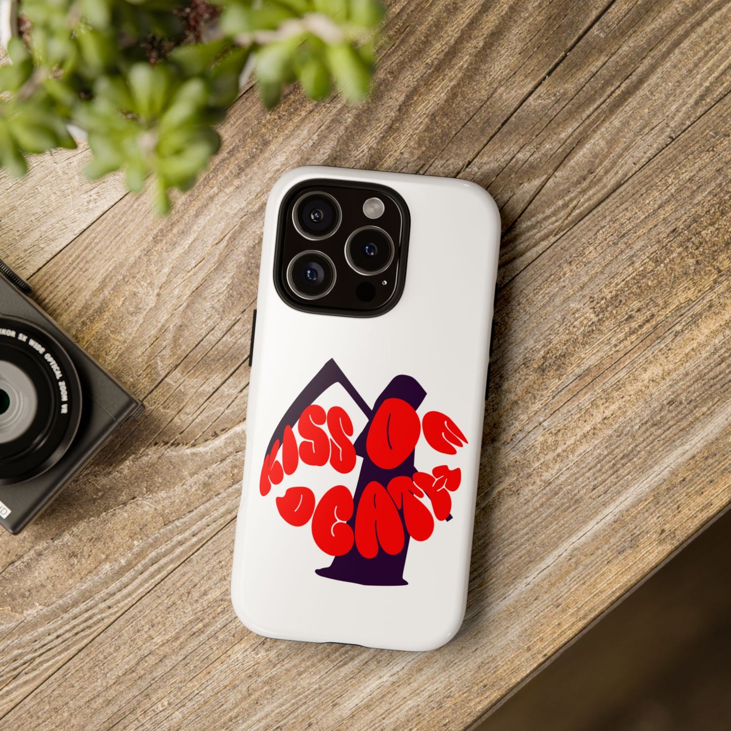 kiss Of Death iPhone Google Pixel Samsung Galaxy, cool design white phone case, iPhone phone Samsung galaxy Google pixel phone case
