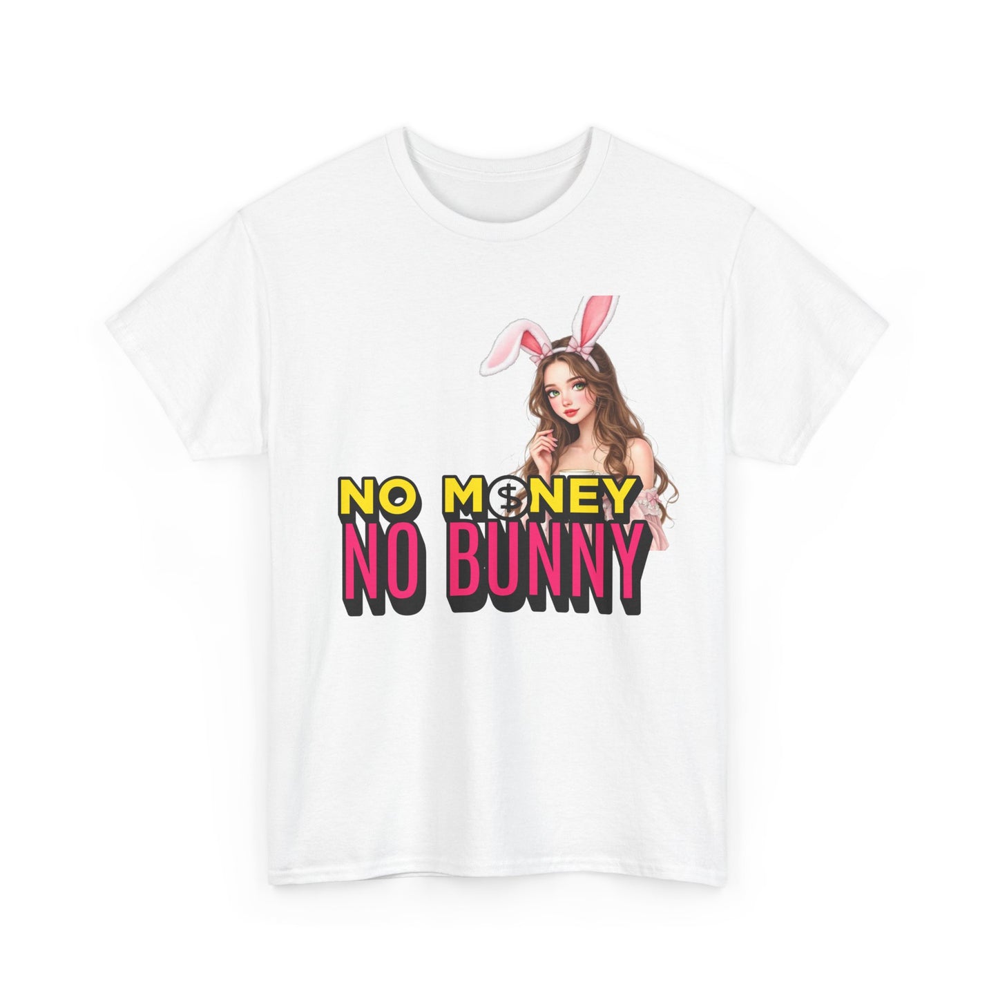 Unisex Heavy Cotton Tee: No Money No Bunny Tee, Funny Shirt for Easter, Casual Wear, Gift for Friends, Spring Celebration Top