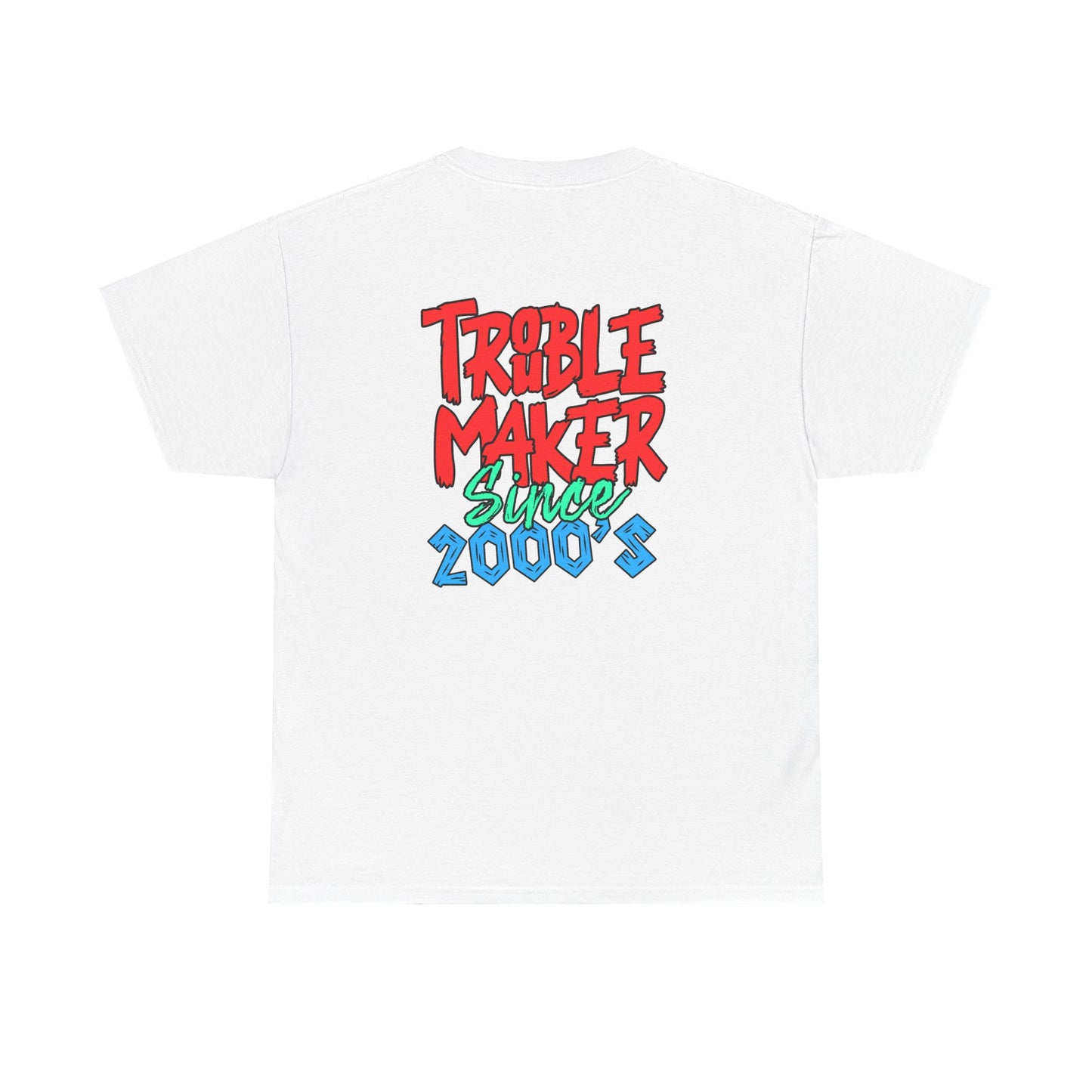 Trouble Maker Since 2000s Unisex Heavy Cotton Tee | Funny Graphic Shirt, Vintage Style Top, Gift for Rebel Friends, Casual Wear