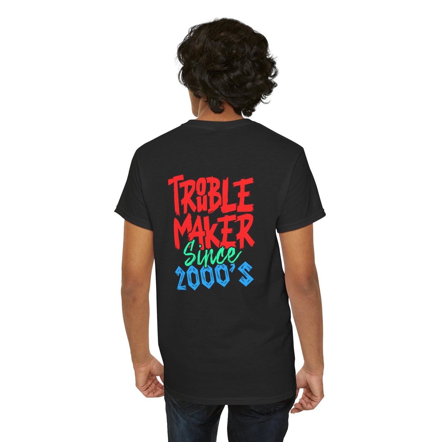 Trouble Maker Since 2000s Unisex Heavy Cotton Tee | Funny Graphic Shirt, Vintage Style Top, Gift for Rebel Friends, Casual Wear