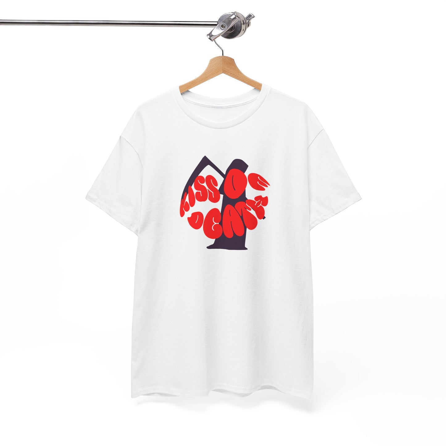 Kiss of Death Unisex Heavy Cotton Tee, Trendy Graphic T-Shirt, Casual Wear, Statement Shirt, Gothic Aesthetic, Unisex Apparel