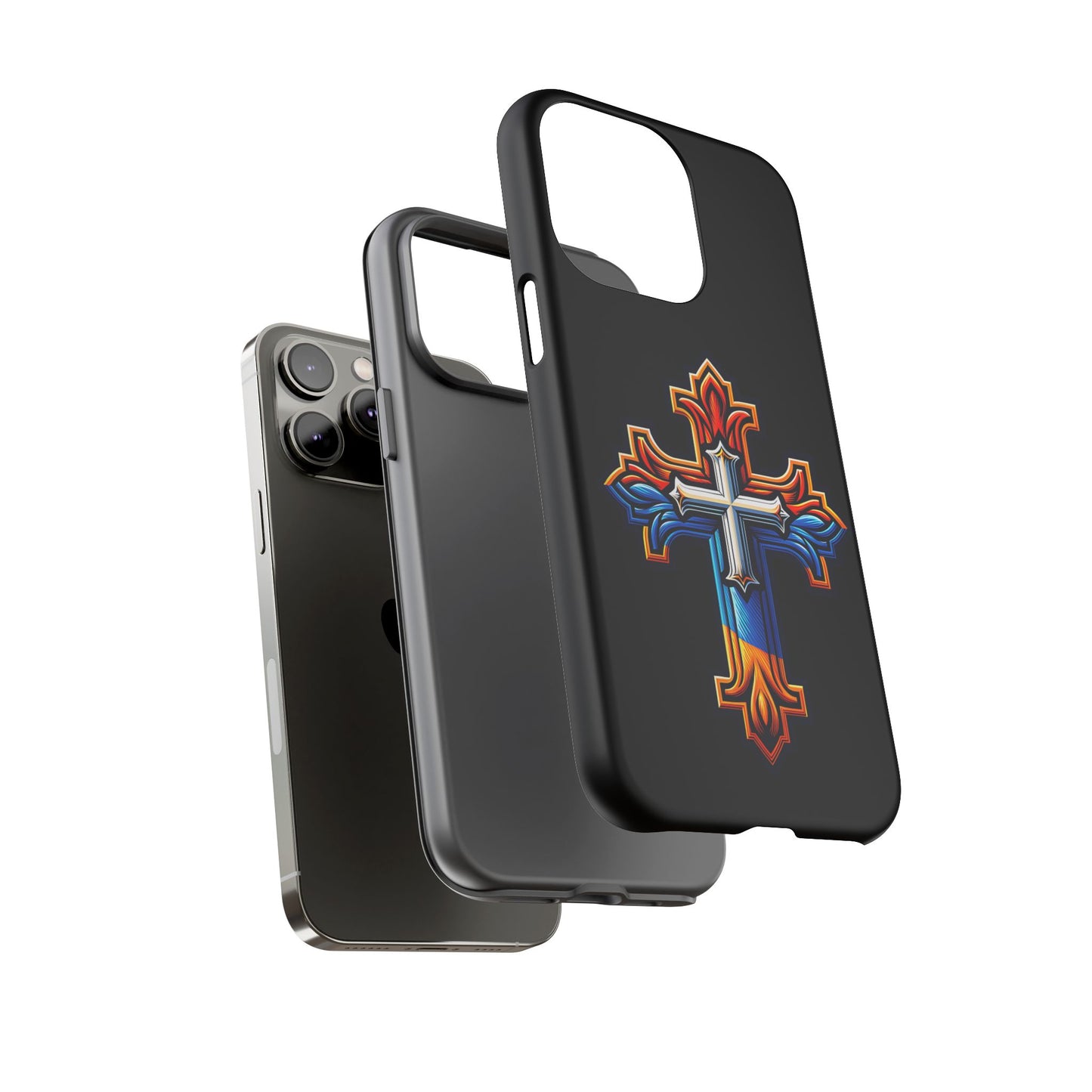 iPhone 16 iPhone 16 Pro iPhone 16 Pro Max iPhone 15 iPhone 15 Pro iPhone 15 Pro Max Armenian Cross phone case black, Christian phone case
