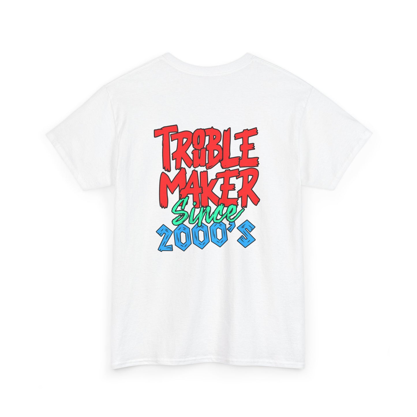 Trouble Maker Since 2000s Unisex Heavy Cotton Tee | Funny Graphic Shirt, Vintage Style Top, Gift for Rebel Friends, Casual Wear