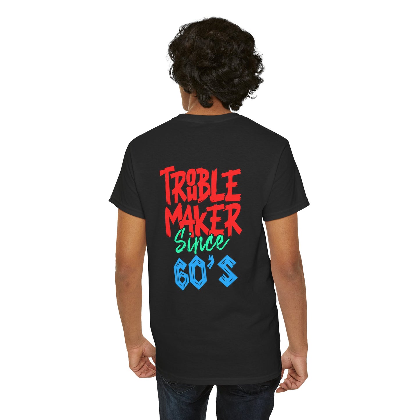 Trouble Maker Since 60s Unisex Heavy Cotton Tee | Funny Graphic Shirt, Vintage Style Top, Gift for Rebel Friends, Casual Wear
