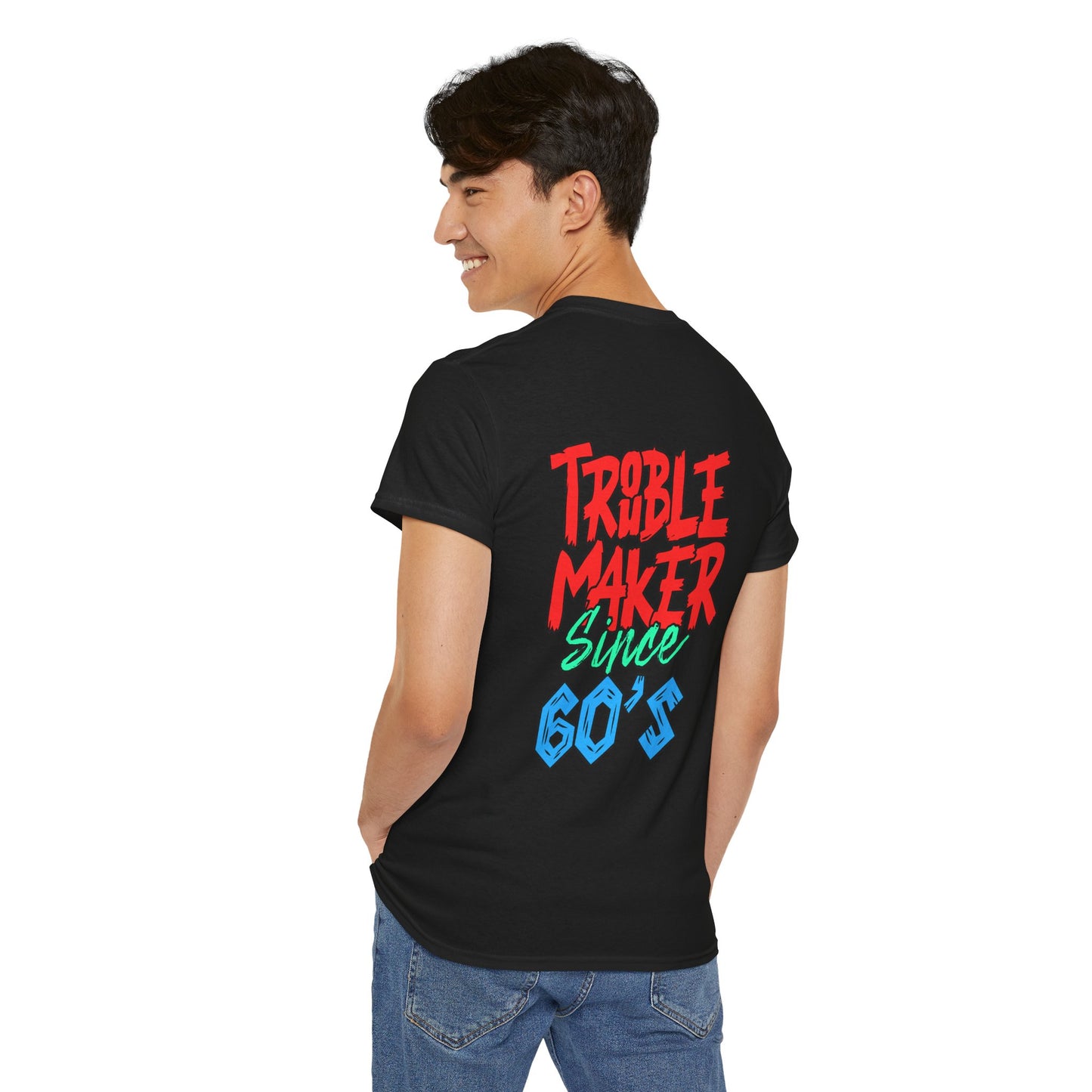 Trouble Maker Since 60s Unisex Heavy Cotton Tee | Funny Graphic Shirt, Vintage Style Top, Gift for Rebel Friends, Casual Wear