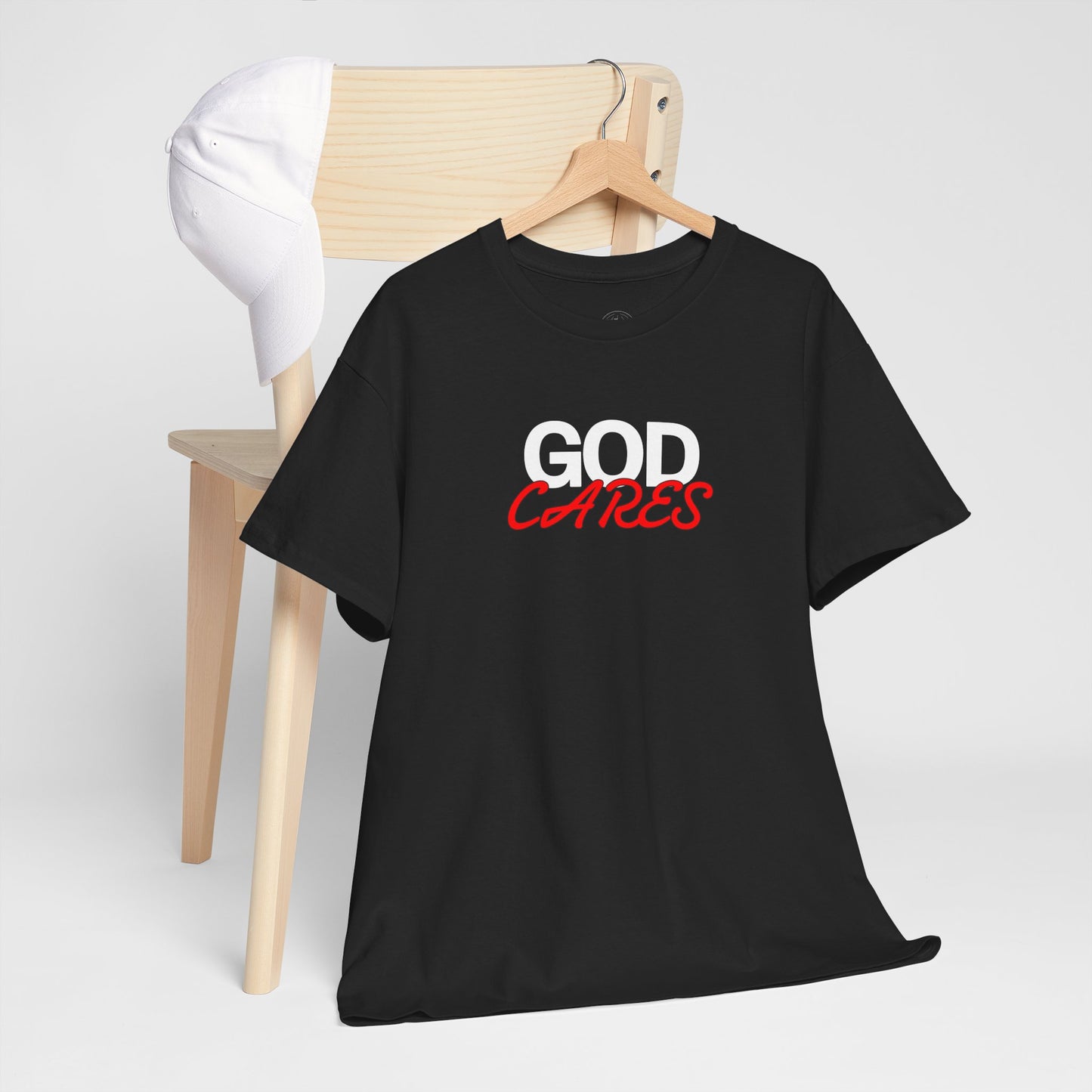 God Cares shirt Unisex Heavy Cotton Tee, Faith Shirt, Christian Apparel, Gift for Believers, Positive Message Tee