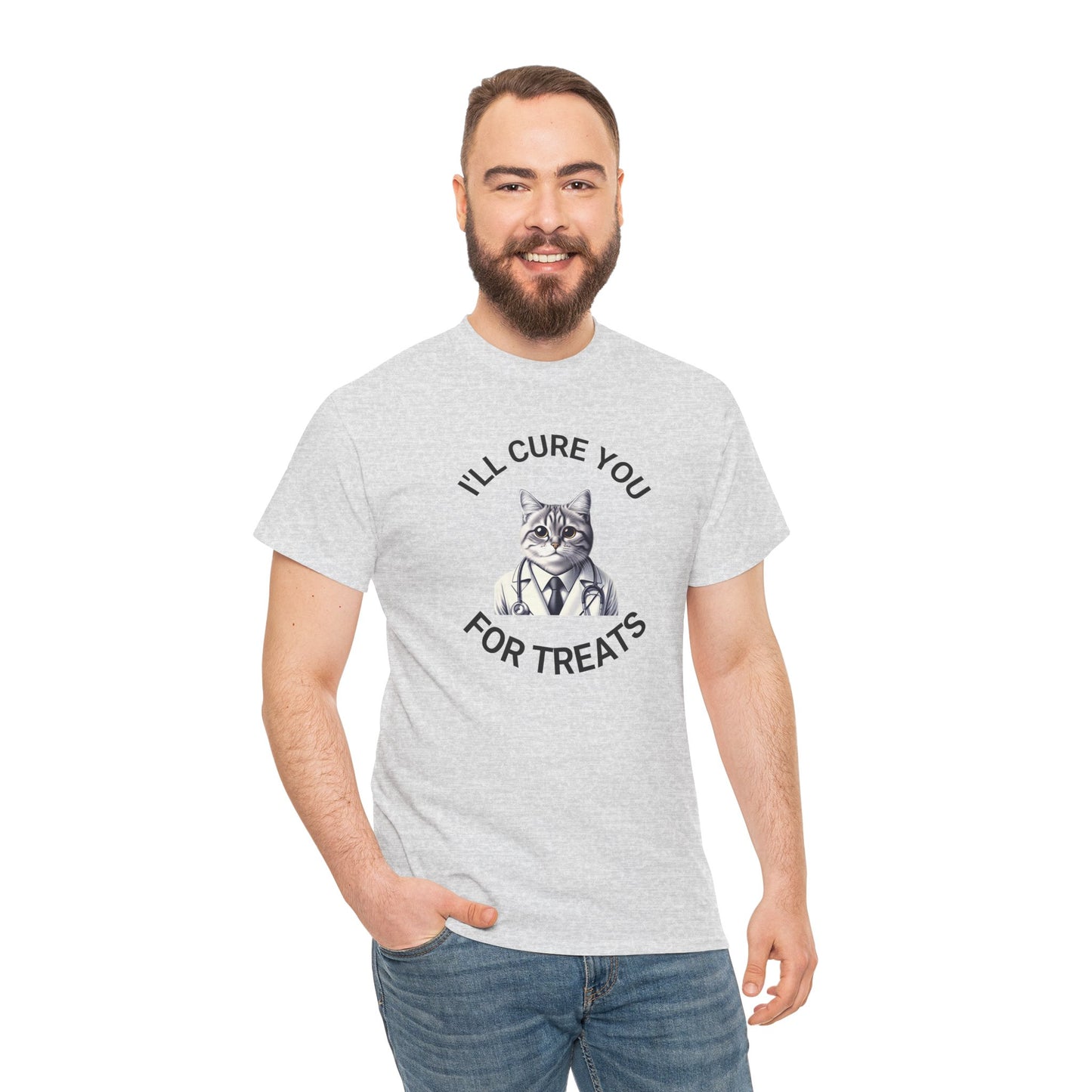 Cat Doctor Unisex Heavy Cotton Tee, Funny Cat Shirt for Pet Lovers, Gift for Vet Assistants, Casual Wear, Animal Lover's Tee