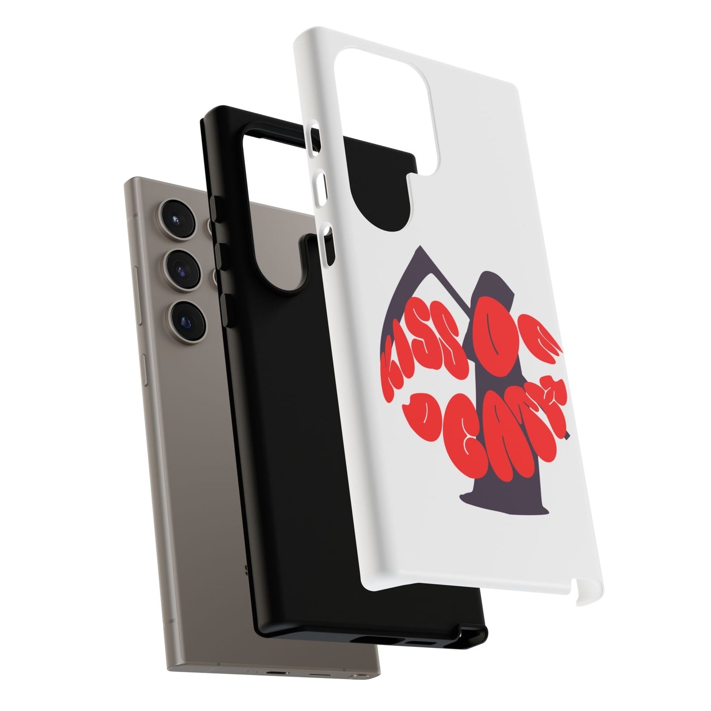 kiss Of Death iPhone Google Pixel Samsung Galaxy, cool design white phone case, iPhone phone Samsung galaxy Google pixel phone case