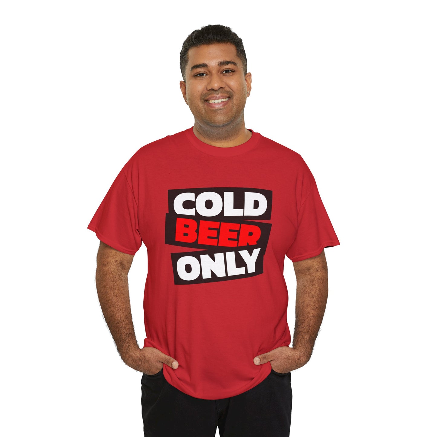 Chill Vibes Unisex Heavy Cotton Tee | 'Cold Beer Only' Graphic, Casual Wear, Gift for Beer Lovers, Summer BBQ, Party Outfit, Fun T-Shirt