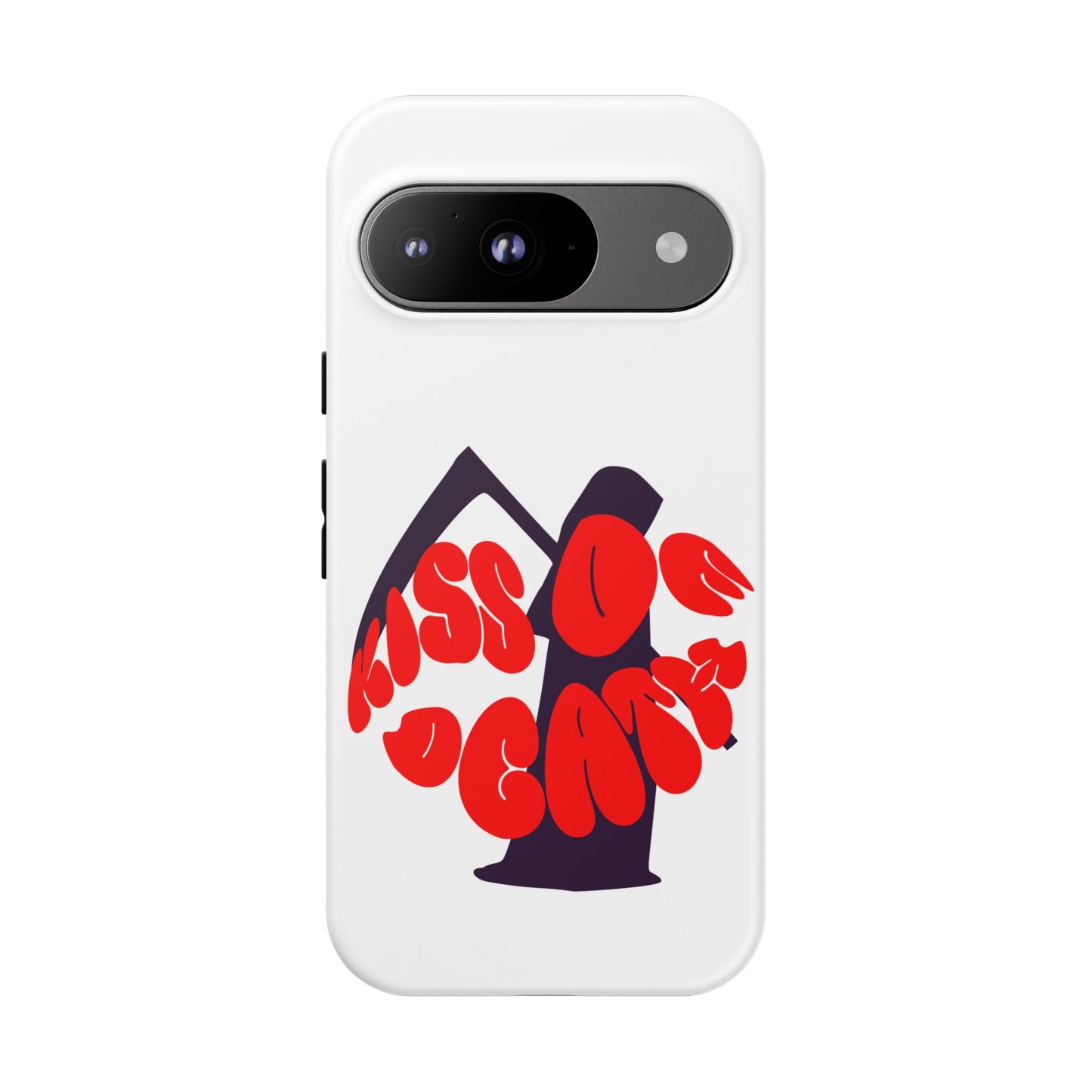 kiss Of Death iPhone Google Pixel Samsung Galaxy, cool design white phone case, iPhone phone Samsung galaxy Google pixel phone case