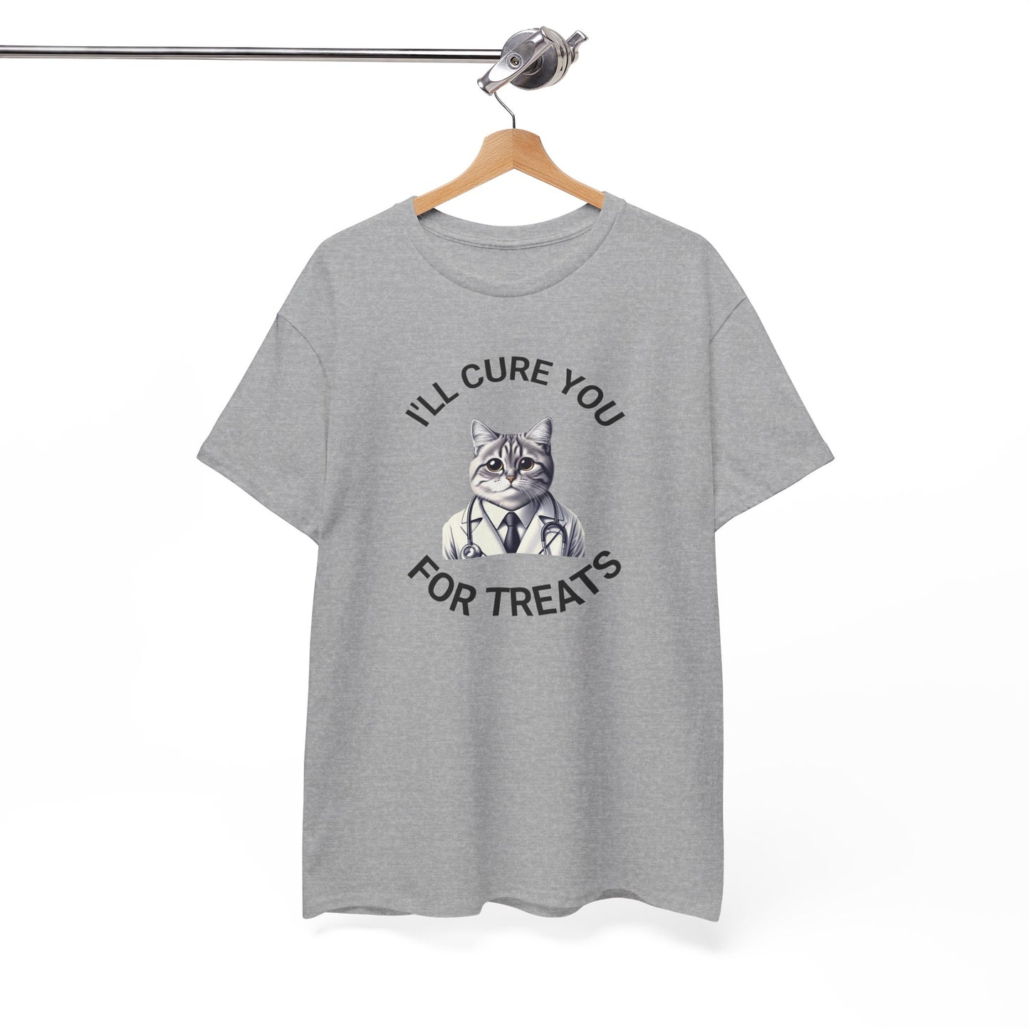 Cat Doctor Unisex Heavy Cotton Tee, Funny Cat Shirt for Pet Lovers, Gift for Vet Assistants, Casual Wear, Animal Lover's Tee