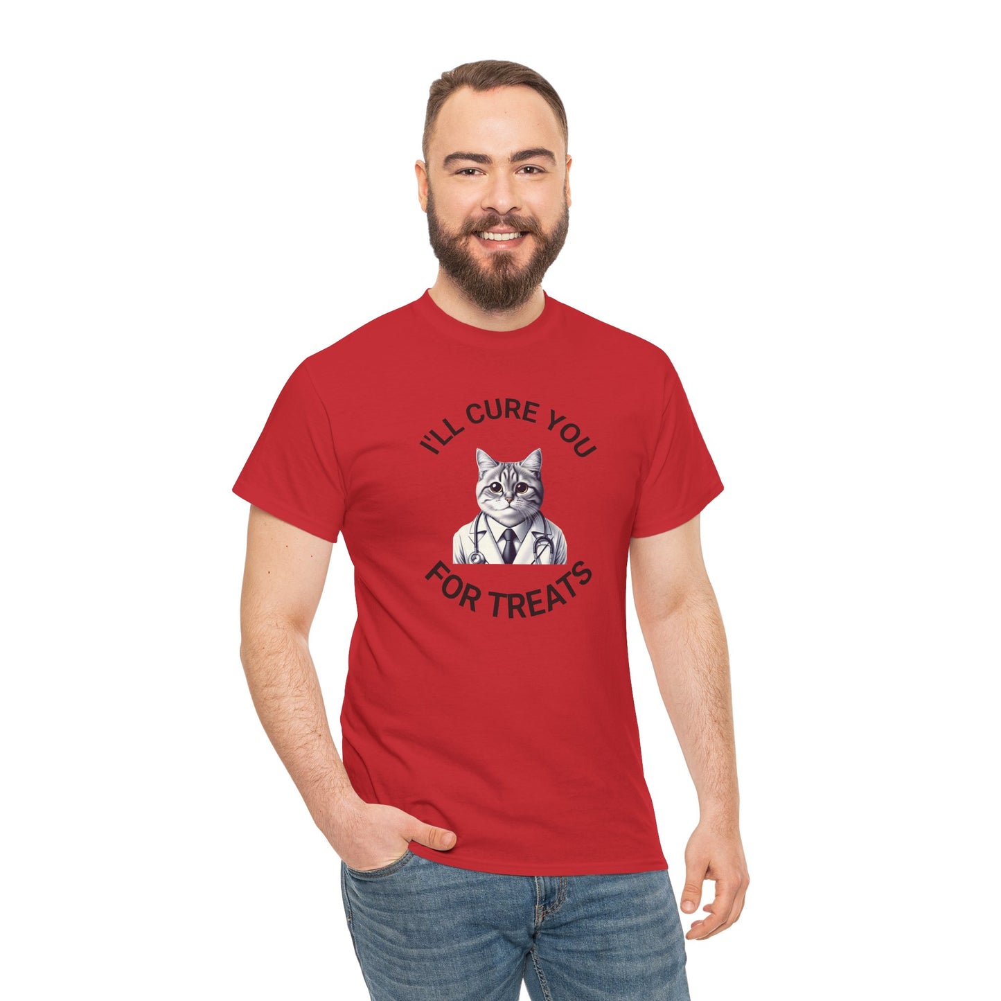 Cat Doctor Unisex Heavy Cotton Tee, Funny Cat Shirt for Pet Lovers, Gift for Vet Assistants, Casual Wear, Animal Lover's Tee