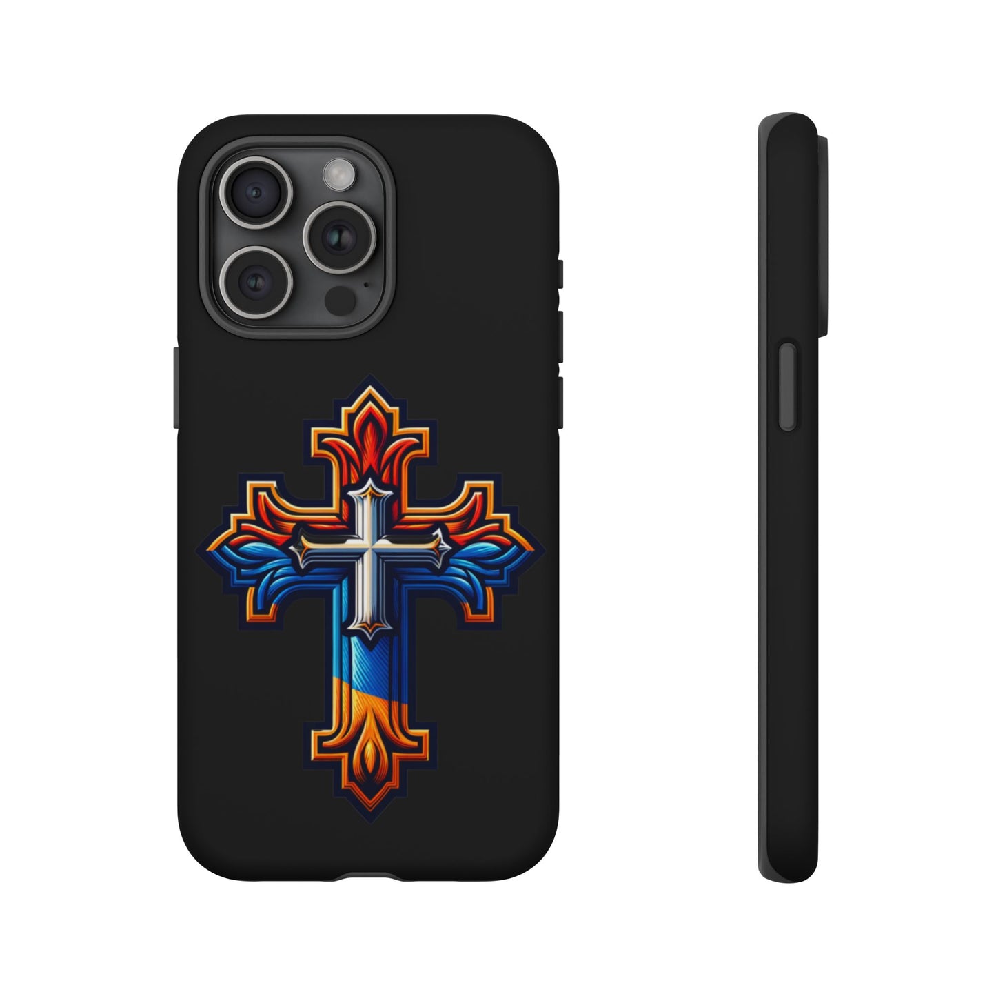 iPhone 16 iPhone 16 Pro iPhone 16 Pro Max iPhone 15 iPhone 15 Pro iPhone 15 Pro Max Armenian Cross phone case black, Christian phone case