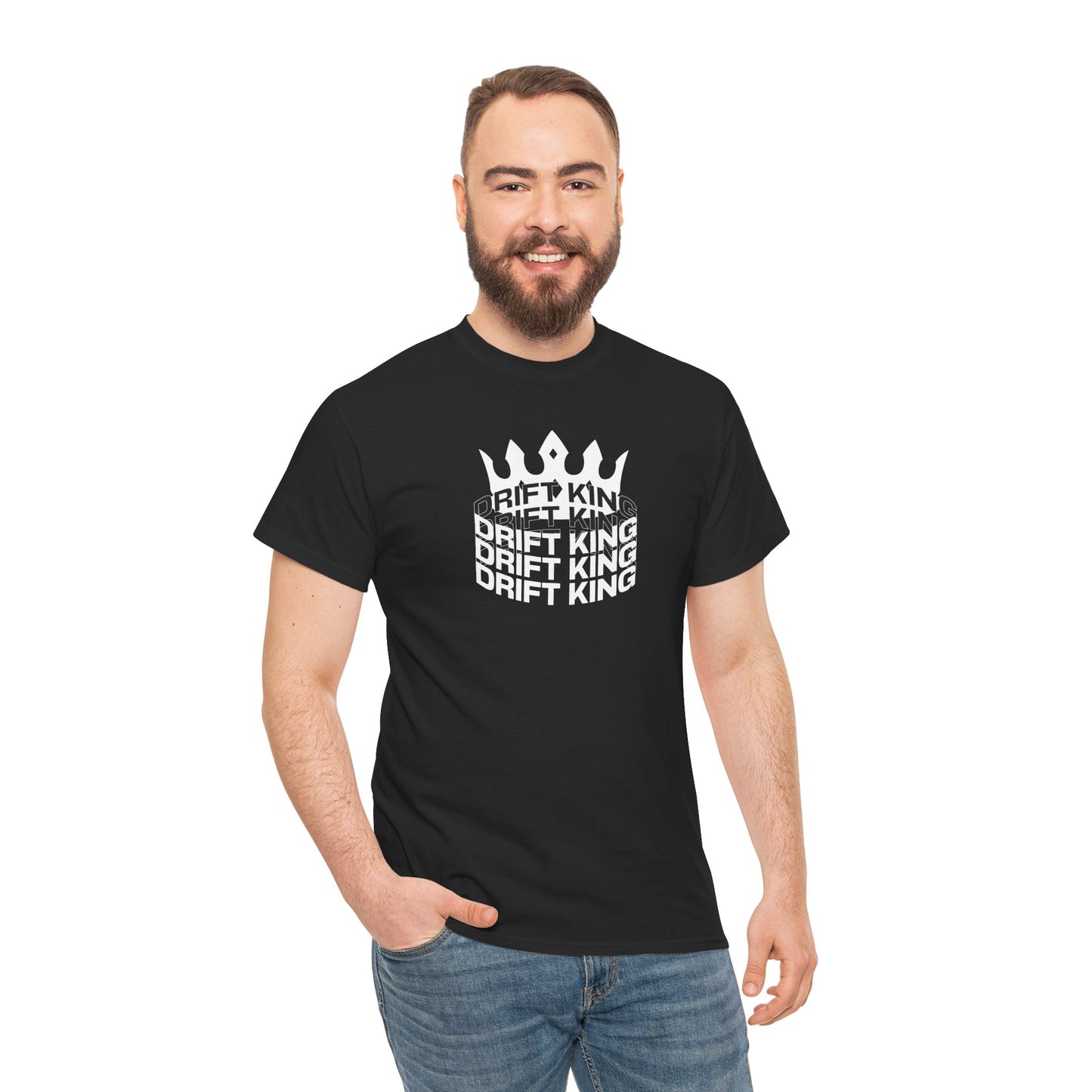 Drift King Unisex Heavy Cotton Tee - Stylish Streetwear, Perfect for Car Enthusiasts, Gift for Drivers, Casual Wear, Unique Tee