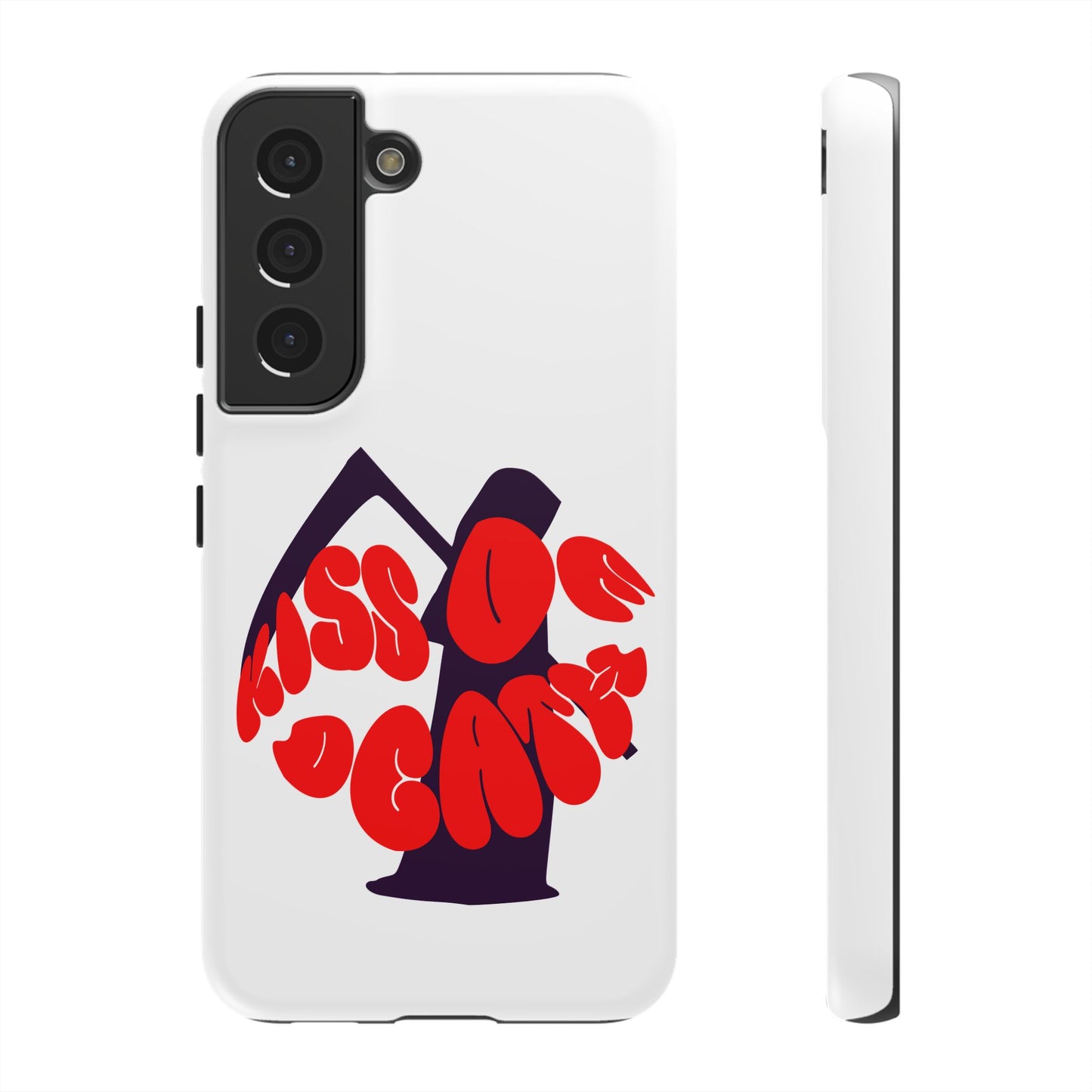 kiss Of Death iPhone Google Pixel Samsung Galaxy, cool design white phone case, iPhone phone Samsung galaxy Google pixel phone case