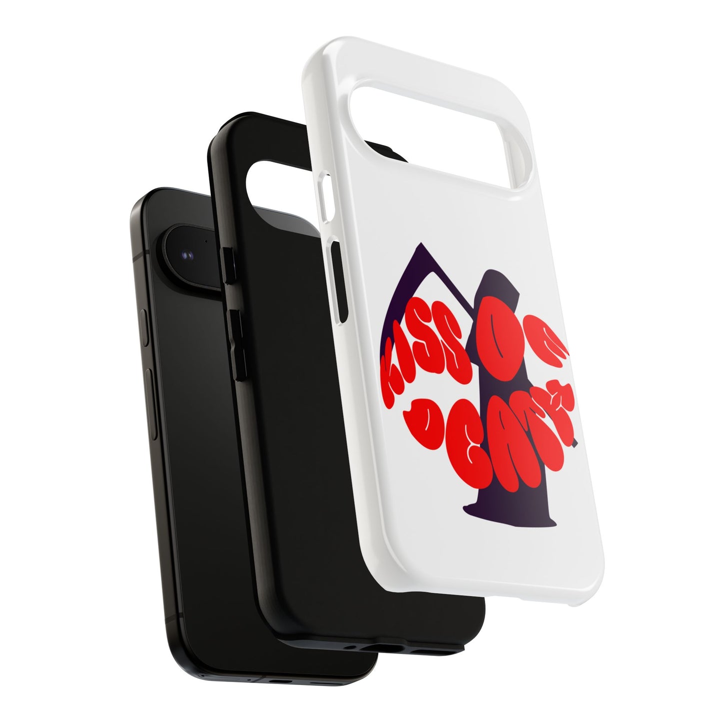kiss Of Death iPhone Google Pixel Samsung Galaxy, cool design white phone case, iPhone phone Samsung galaxy Google pixel phone case