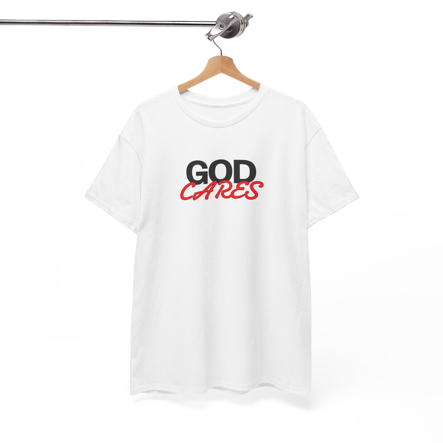 God Cares shirt Unisex Heavy Cotton Tee, Faith Shirt, Christian Apparel, Gift for Believers, Positive Message Tee