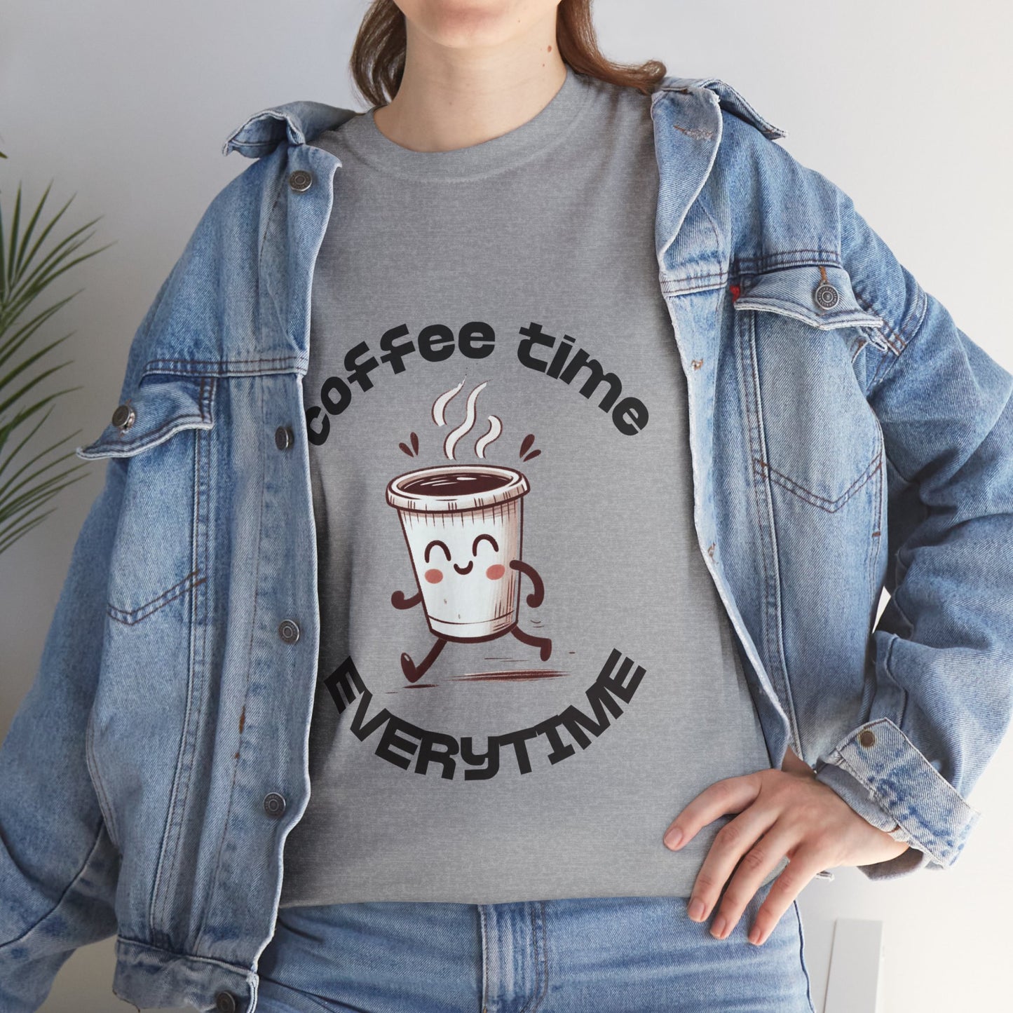 Coffee time anytime T-shirt, Unisex Cotton Shirt, Cute Coffee Lover Gift, Casual Outfit, Daily Reminder T-Shirt
