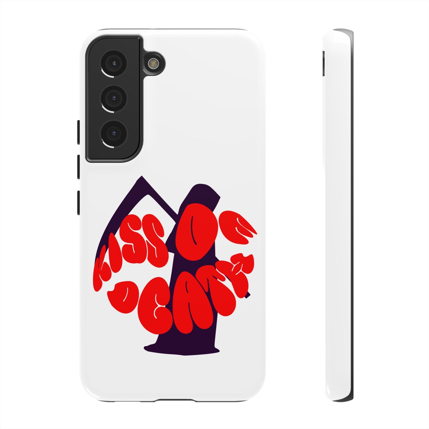 kiss Of Death iPhone Google Pixel Samsung Galaxy, cool design white phone case, iPhone phone Samsung galaxy Google pixel phone case