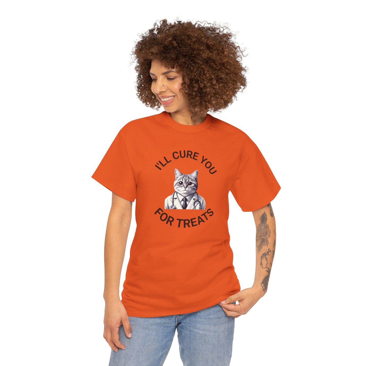 Cat Doctor Unisex Heavy Cotton Tee, Funny Cat Shirt for Pet Lovers, Gift for Vet Assistants, Casual Wear, Animal Lover's Tee