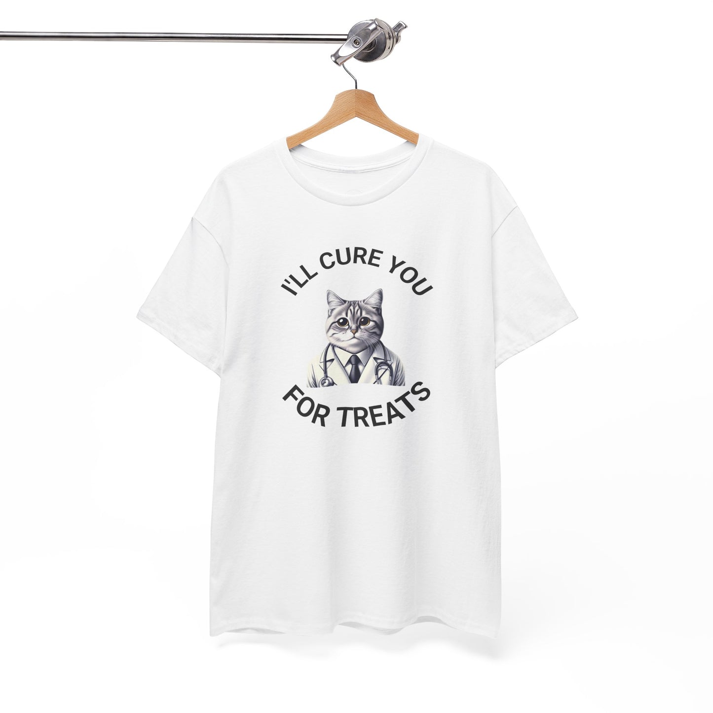 Cat Doctor Unisex Heavy Cotton Tee, Funny Cat Shirt for Pet Lovers, Gift for Vet Assistants, Casual Wear, Animal Lover's Tee