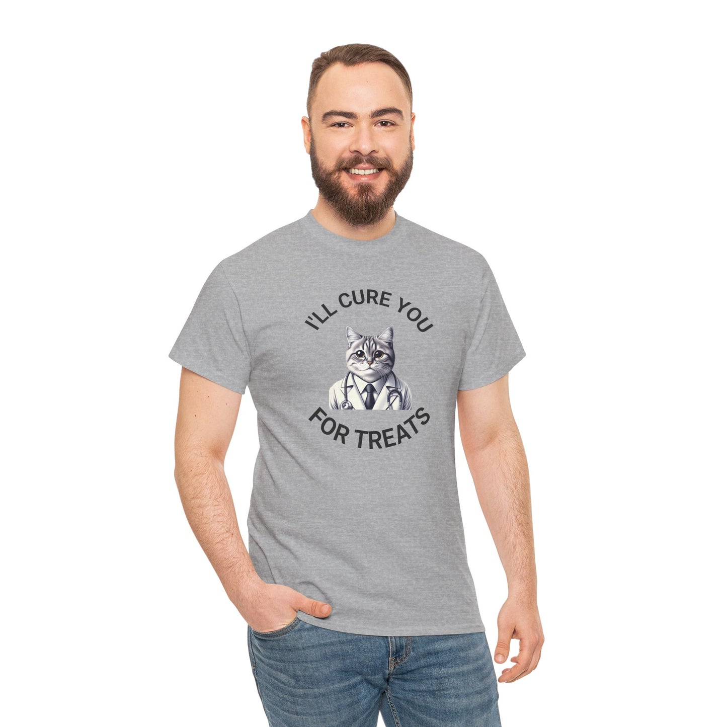 Cat Doctor Unisex Heavy Cotton Tee, Funny Cat Shirt for Pet Lovers, Gift for Vet Assistants, Casual Wear, Animal Lover's Tee