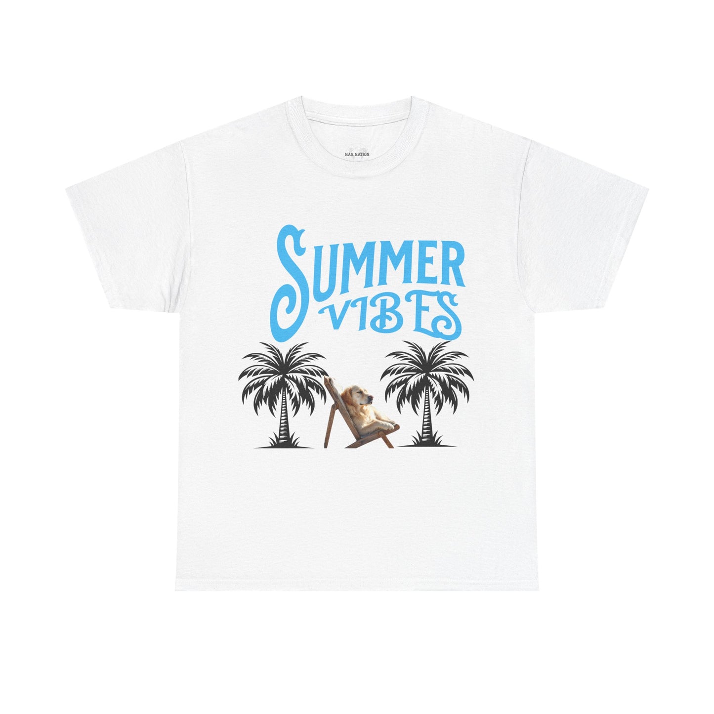 Dog lovers shirt Summer Vibes Unisex Heavy Cotton Tee, Relaxed Fit T-Shirt, Vacation Wear, Gift for Him/Her, Casual Summer Top